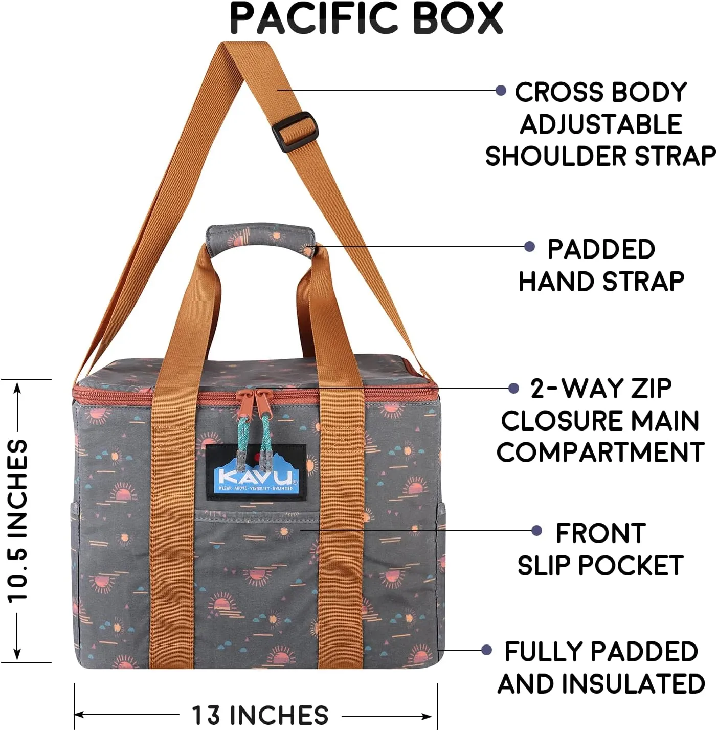KAVU Pacific Box Insulated Crossbody Leak Proof Cooler Bag