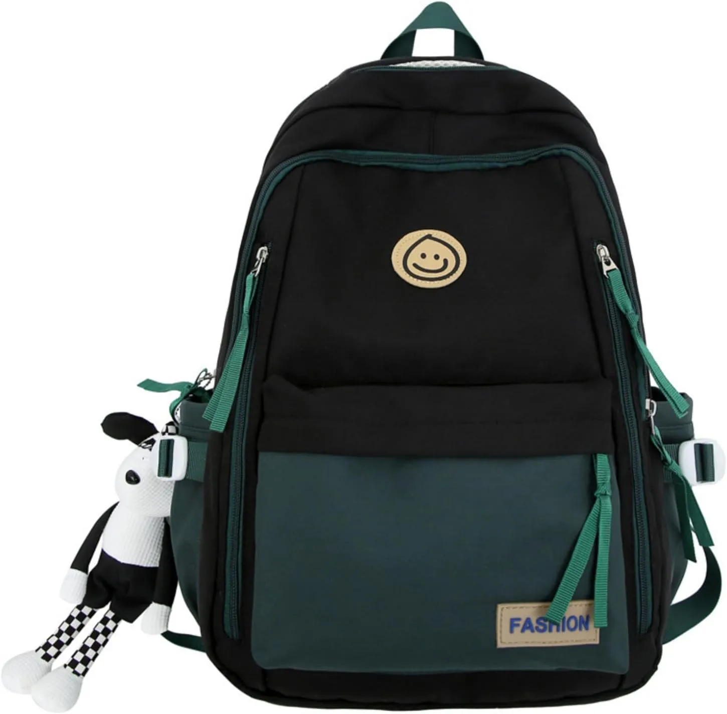 Kawaii Backpack with Cute Accessories Pendant Travel Casual Daypack Large Outdoor Laptop Bag Waterproof (Black)
