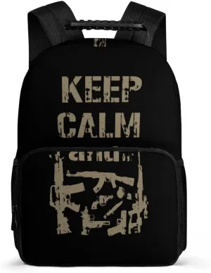 Keep Calm and Take Guns Travel Backpack Casual Daypacks Computer Shoulder Bag for Work Shopping Unisex 16 Inch