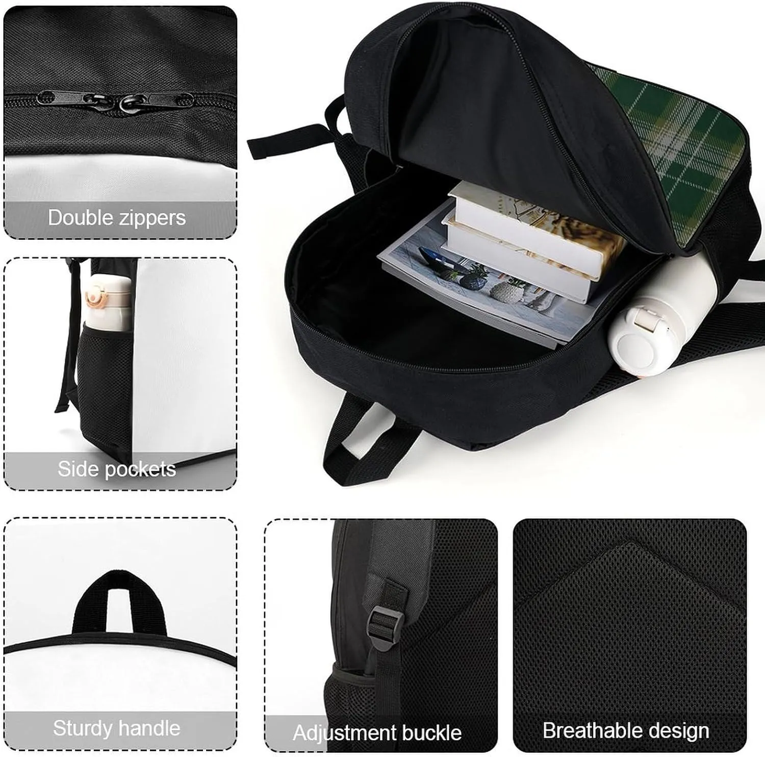 Kelso Tartan Backpack Lightweight Waterproof Backpacks Laptop Backpack for Unisex Casual Travel Daypacks Large Capacity