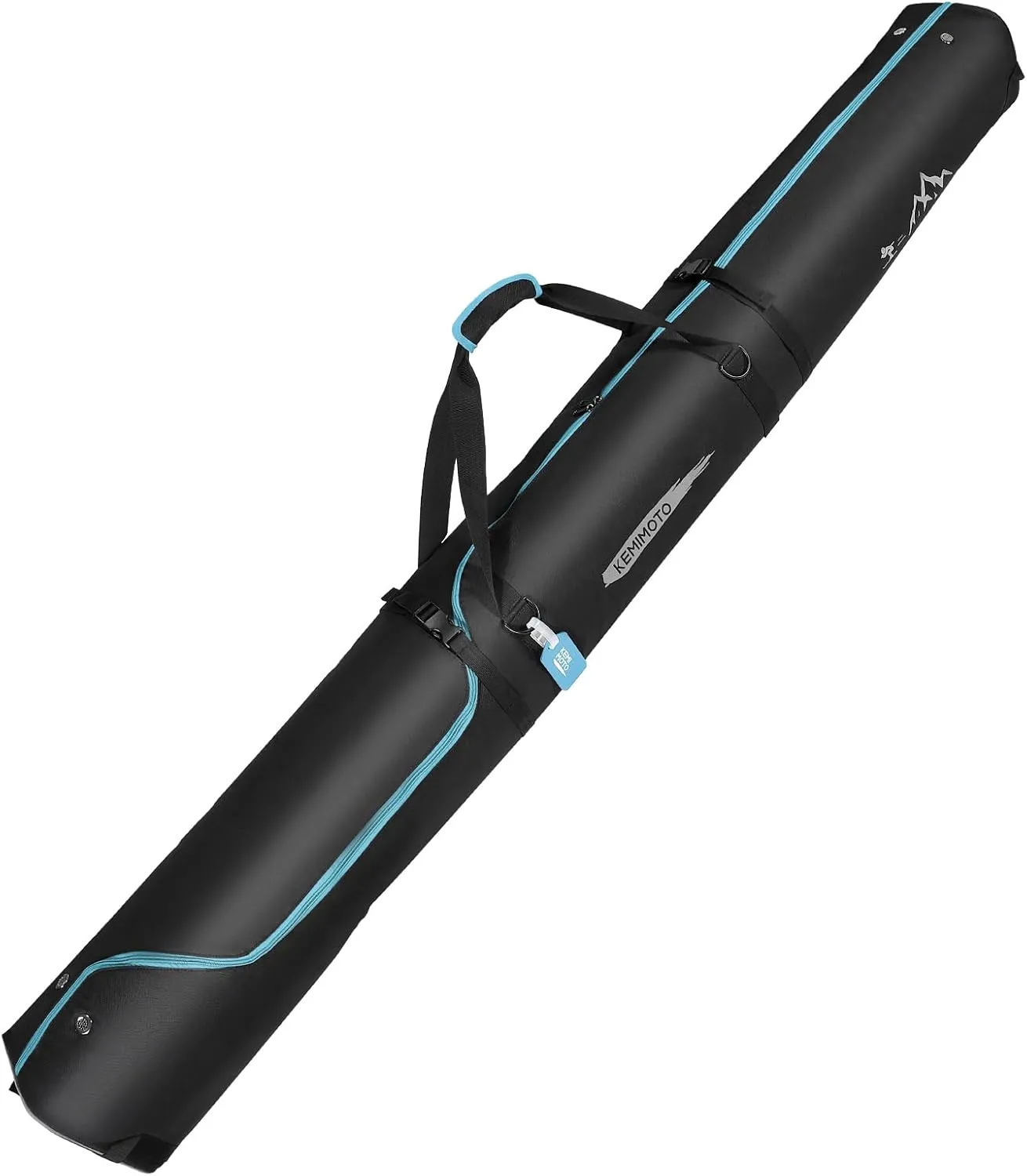 KEMIMOTO Ski Bag, 360° Fully Padded Ski Bag, Fit Skis Up to 78.74 inches (200cm), Water-resistant and Durable Perfect for Road Trips and Air Travel Transport