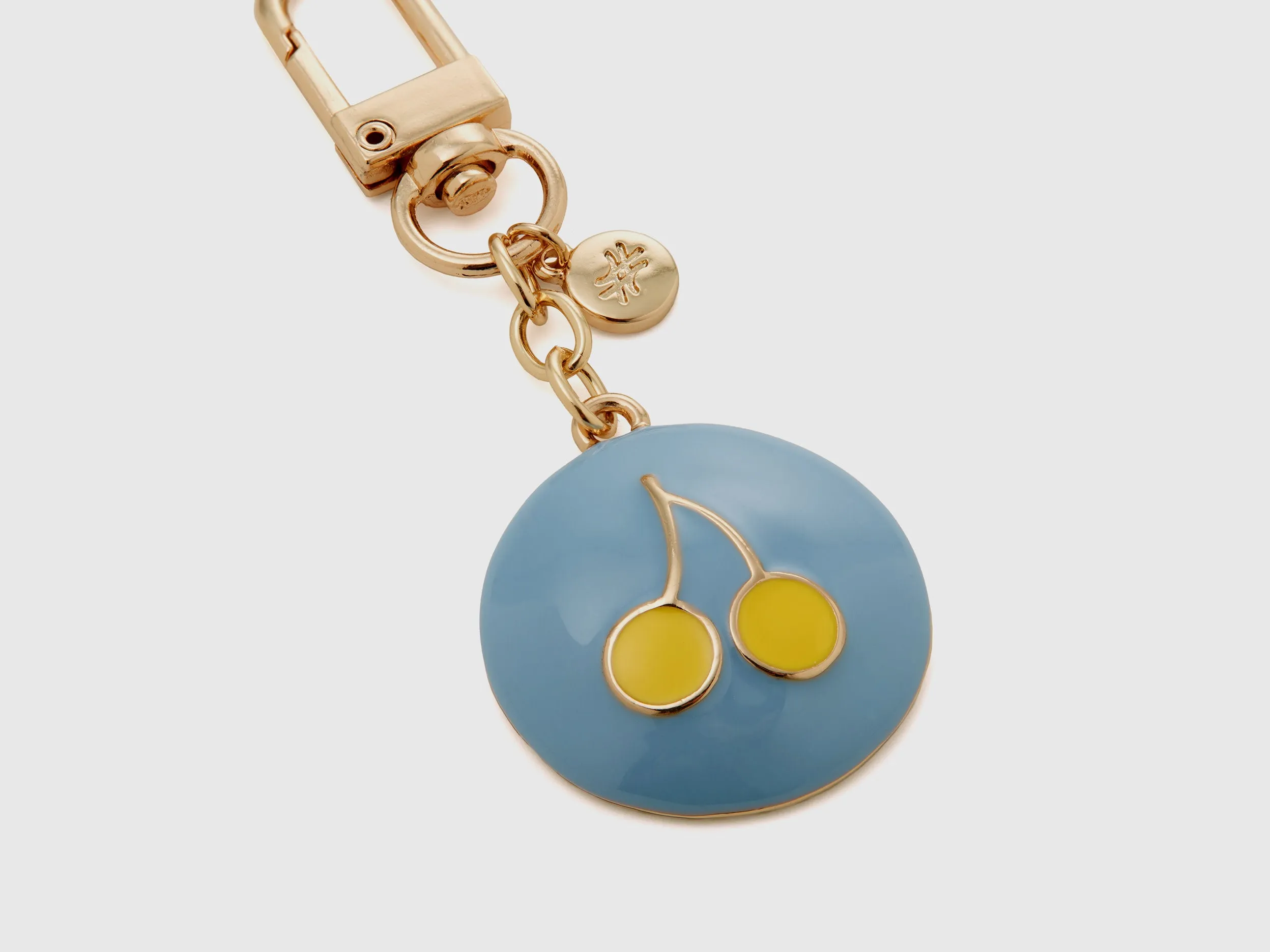 KEYCHAIN WITH SKY BLUE CHERRY PENDANT