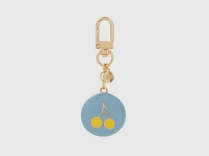 KEYCHAIN WITH SKY BLUE CHERRY PENDANT