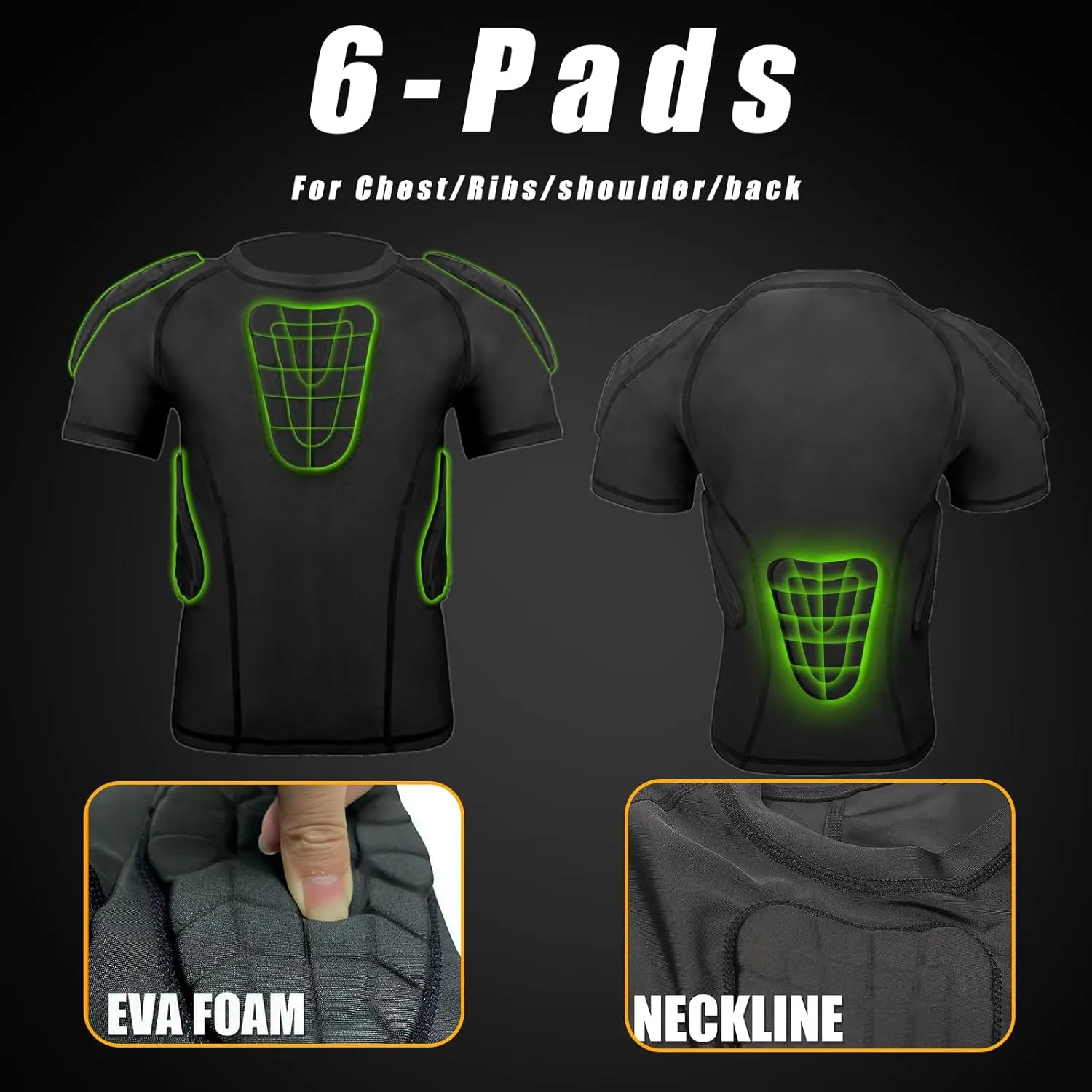 Kids Boys Compression Shirt Padded Football Shirt Rib Protectors Chest Protector Protective Gear for Baseball Football Softball