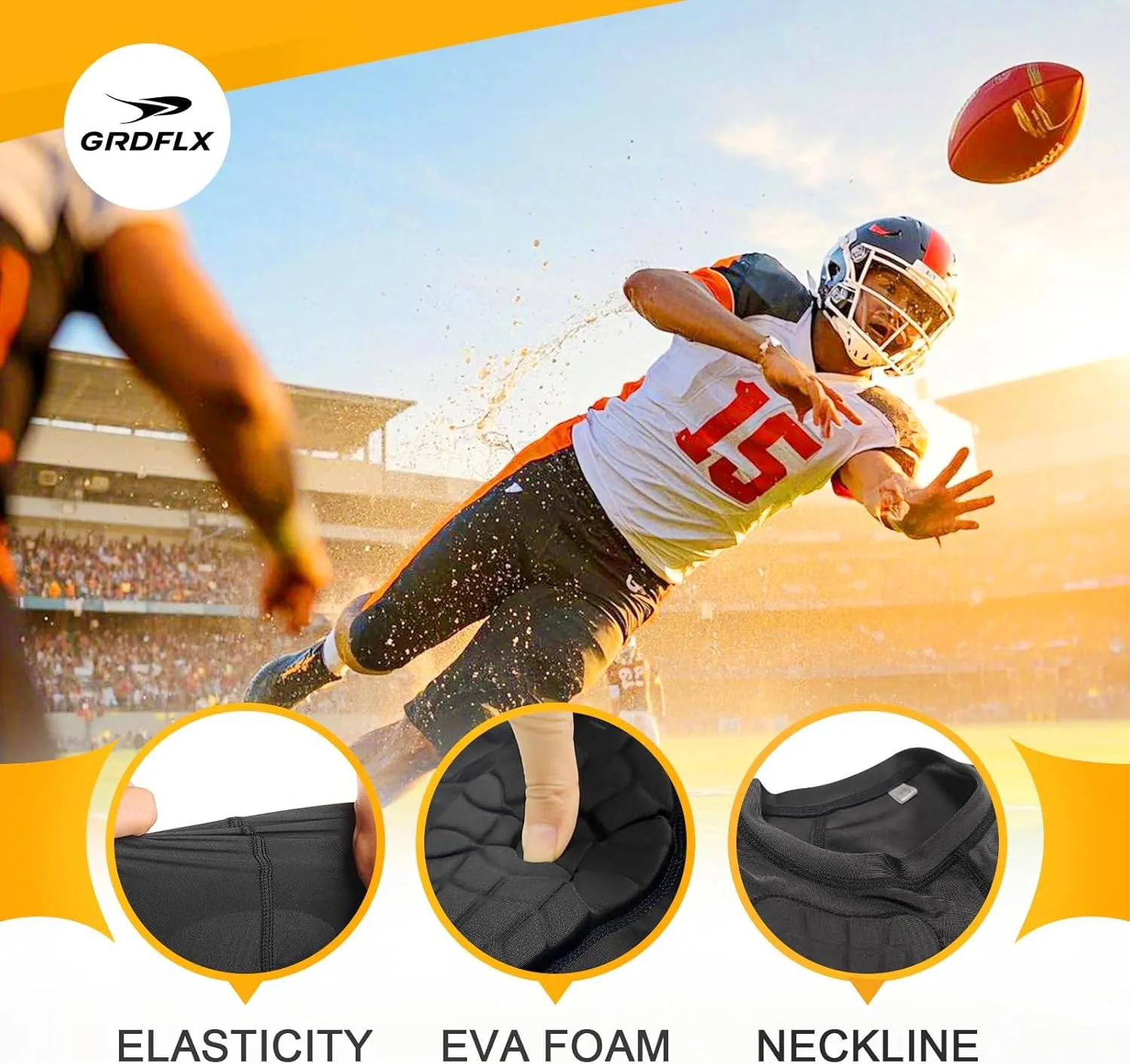 Kids Boys Compression Shirt Padded Football Shirt Rib Protectors Chest Protector Protective Gear for Baseball Football Softball