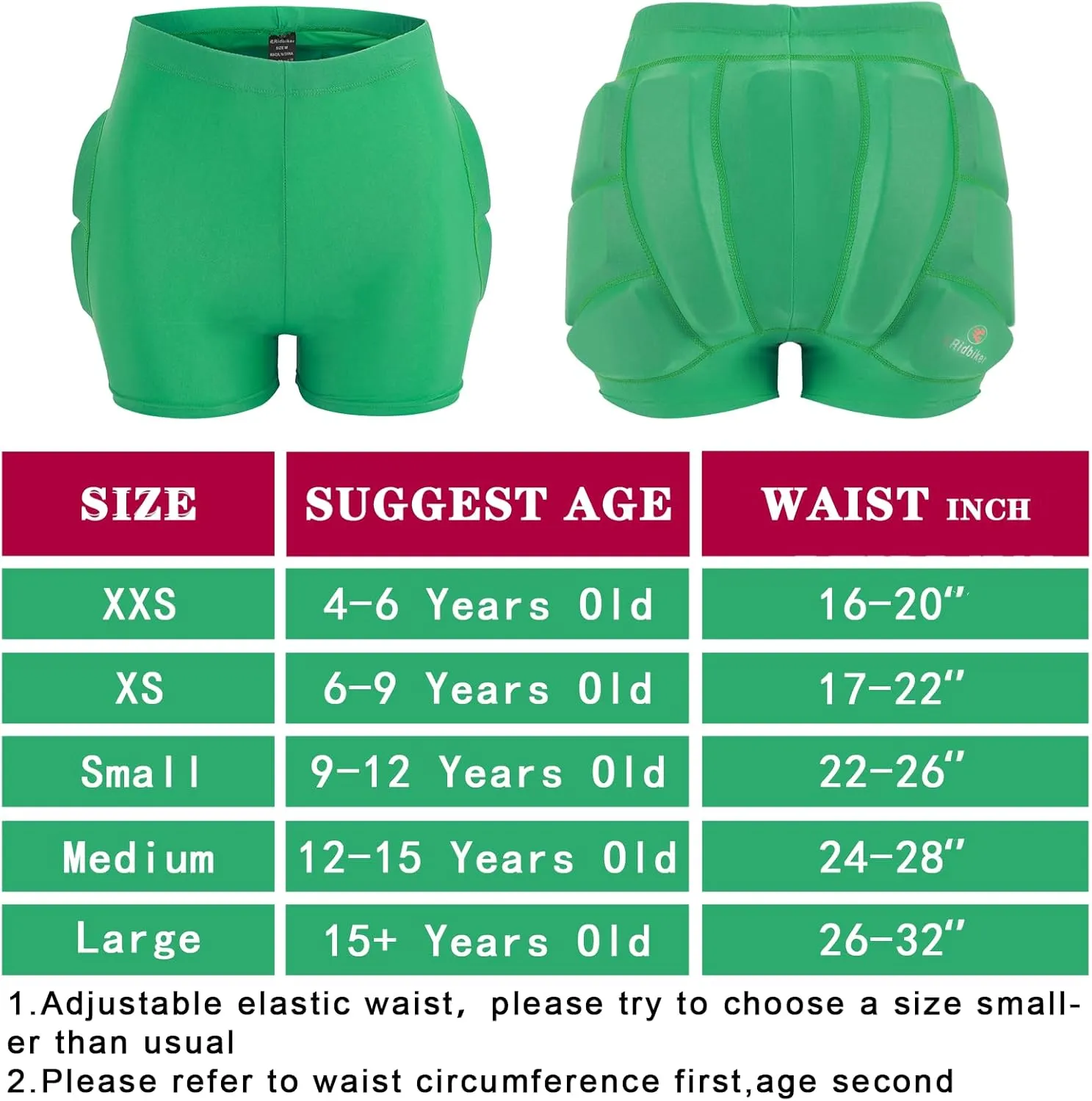 Kids Hip Butt Protection Pads Shorts, Youth Child 3D Tailbone Protective Padded Short Pants for Skiing Skating Snowboard