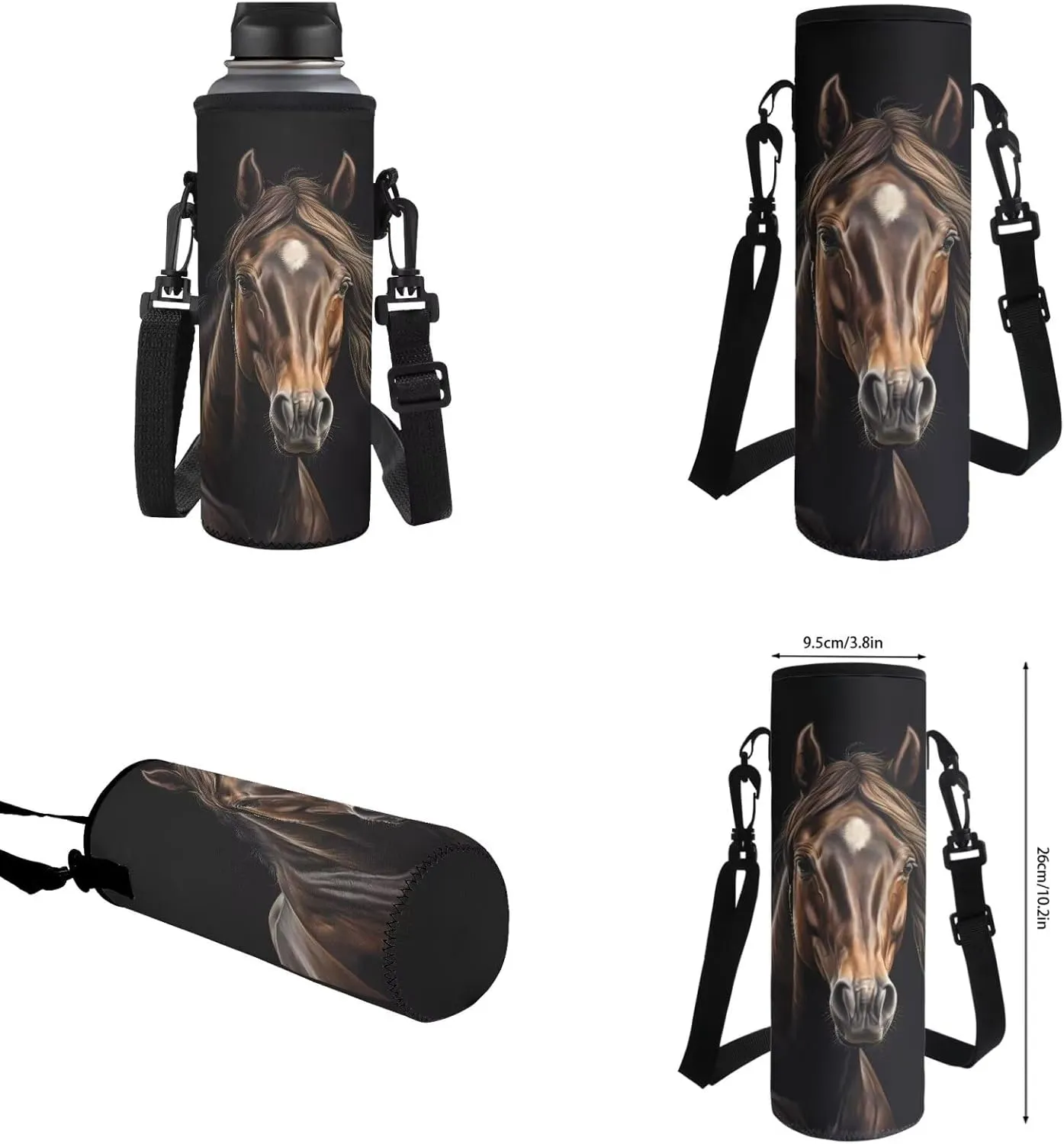 Kids Horse Backpack and Lunchbox for Girls 6-8, Animal School Bag with Lunch Bag Pencil Case Water Bottle Holder 17 Inches Bookbag Lunch Boxes for Primary Students, 4 Piece