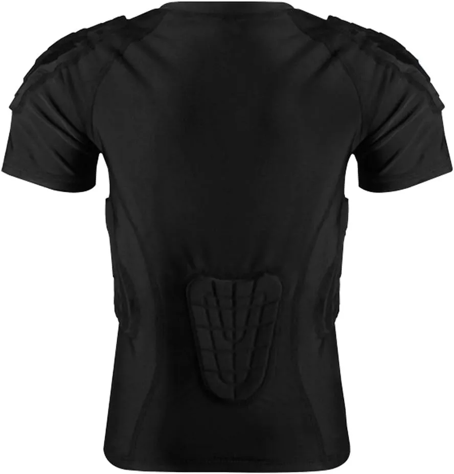 Kid’s Padded Shirts Short Sleeve Compression Chest and Rib Protector T Shirt Youth Protective Gear