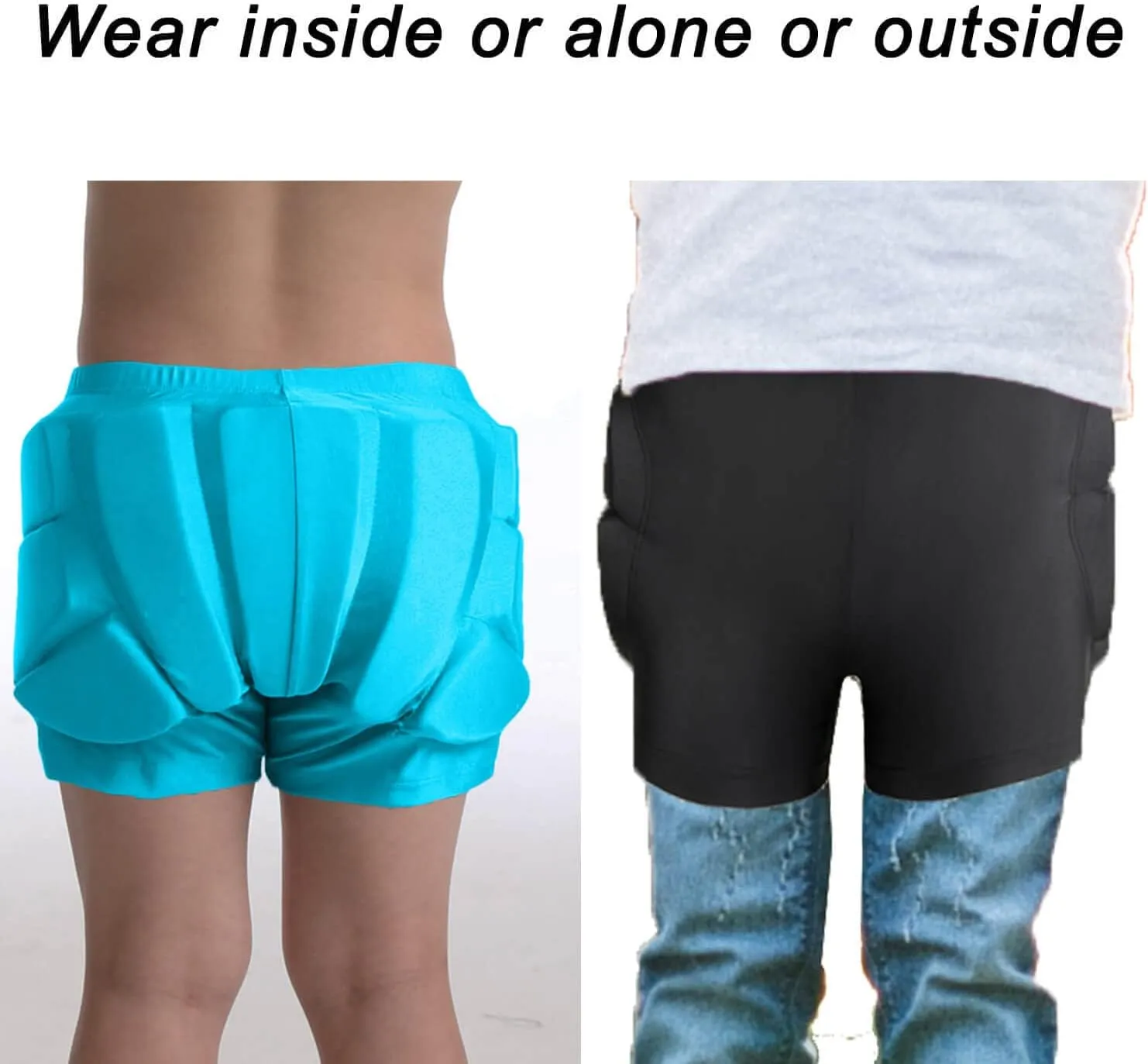 Kids Padded Shorts-HIPS Protective Pads Shorts for Snowboard Ski Skating Cycling,3D Protection for Butt Tailbone
