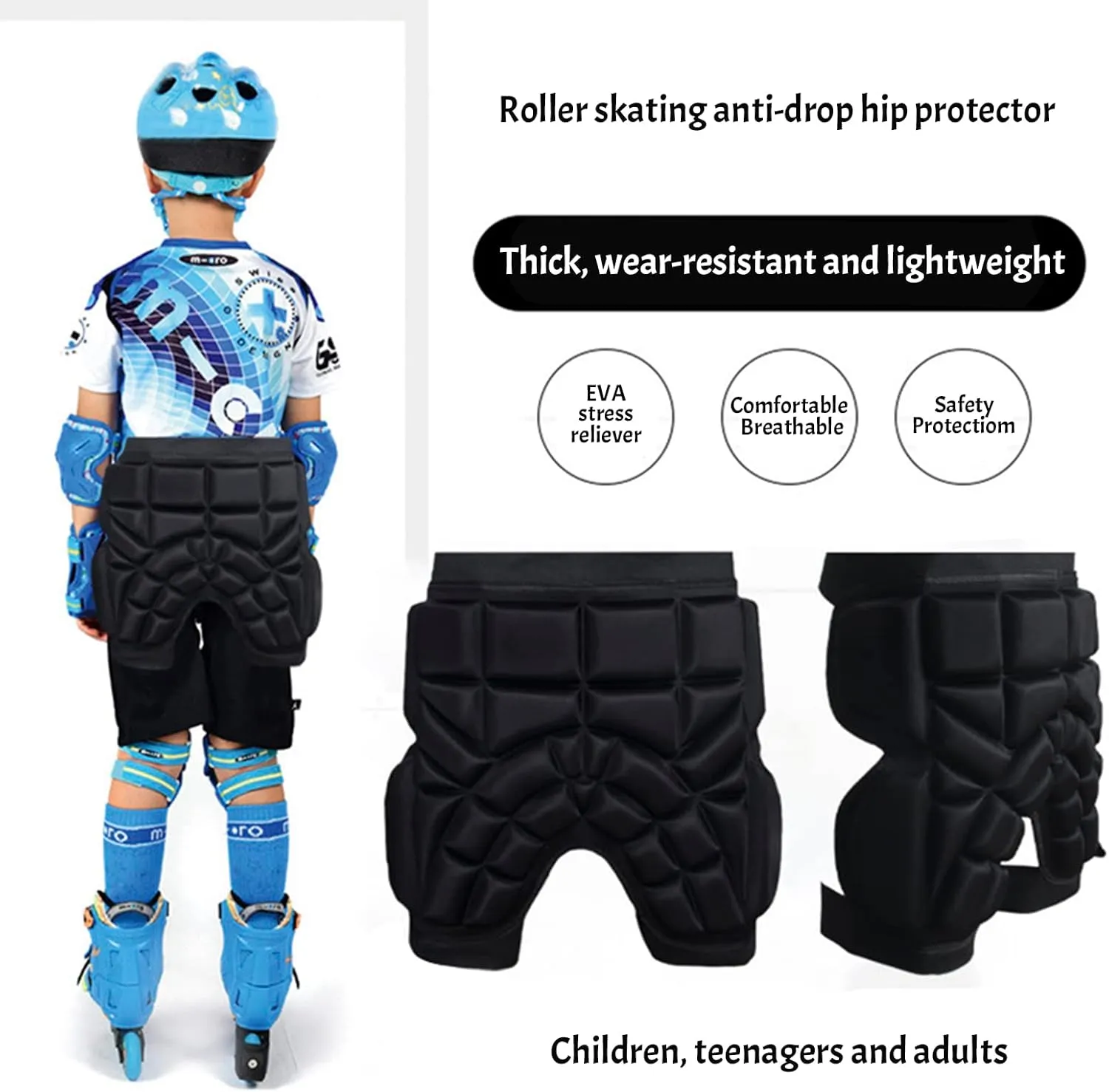 Kids Teens Butt Protection Pad Hip Padded Shorts Crush Guard Tailbone Butt Pad