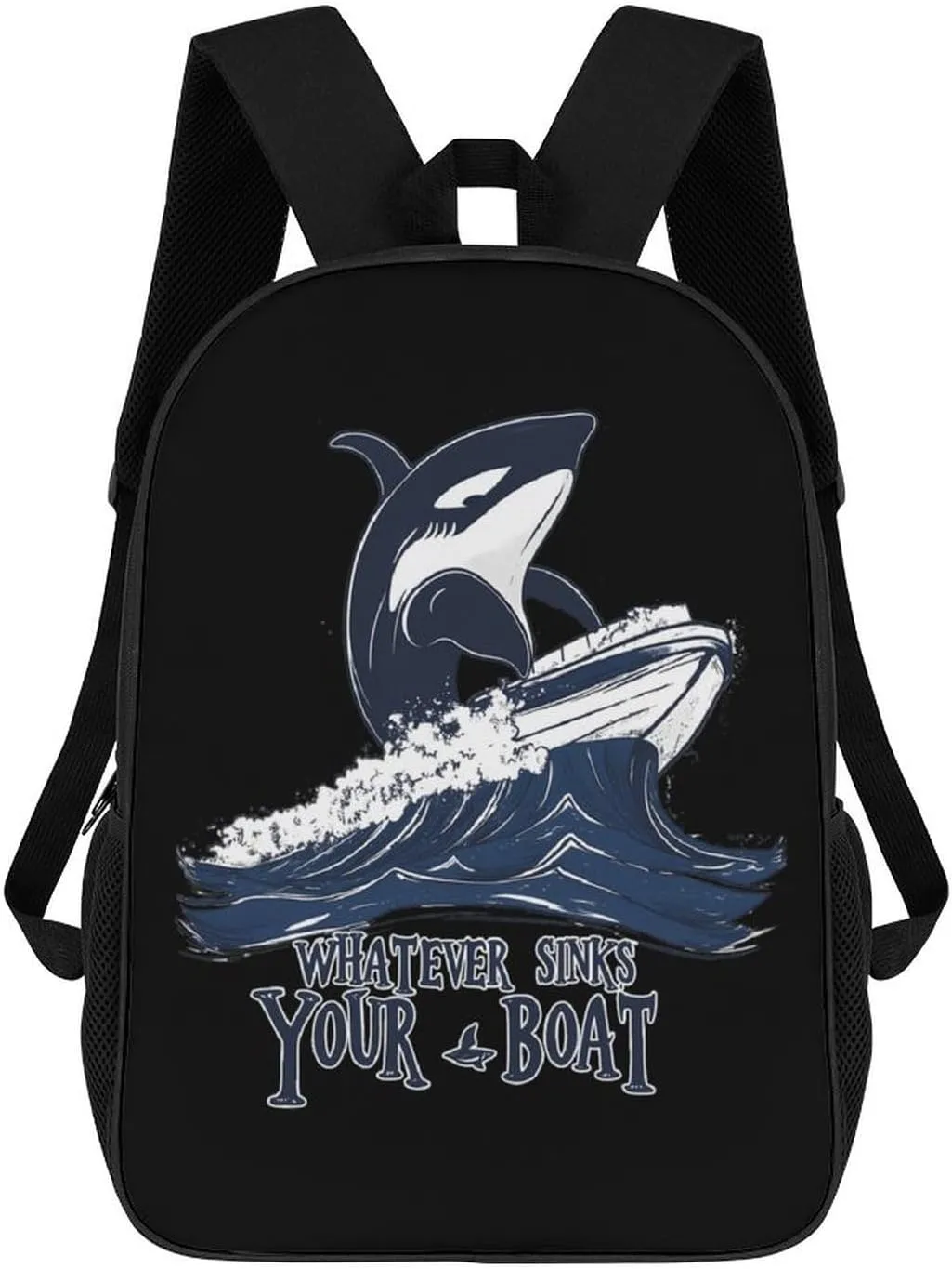 Killer Whale Whatever Sinks Your Boat Fashion 17 Inch Backpack Simple Shoulders Daypacks Lightweight Laptop Bag Travel Gear