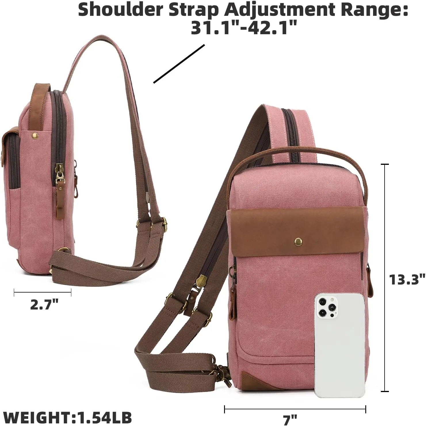 KL928 Canvas Sling Bag Crossbody Backpack Sling Backpack Shoulder Bag Casual Daypacks for Men Women