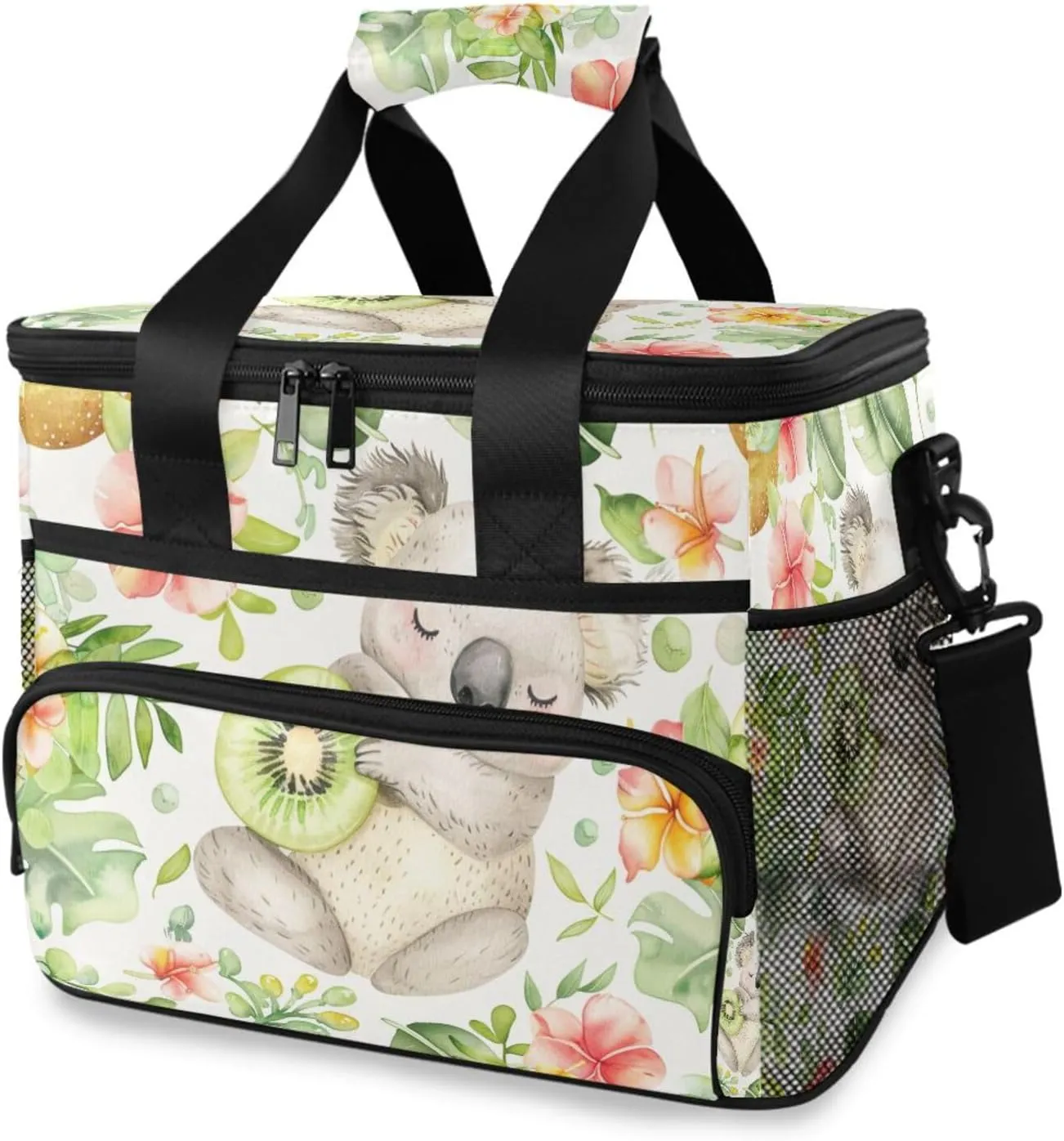 Koala Palm Leaves White Cooler Bag Insulated Cooler Soft Sided Cooler 24 Can Portable Picnic Bag Large Leakproof Lunch Bag Box for Beach Grocery Camping Travel Car Men Women