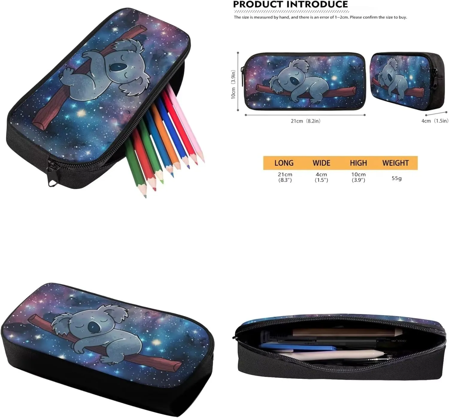 Koalas Print Backpack for Boys 10-14 School Bag Set for Kids 3 in 1 Portable Large Capacity Rucksack with Insulated Lunch Box Small Pen Case 3 Pieces
