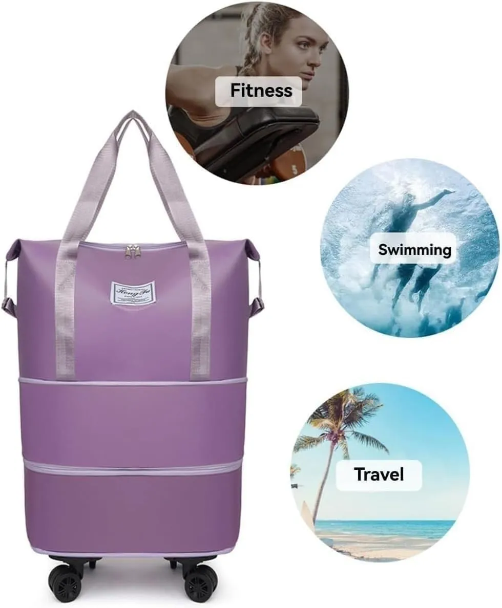 Kulken Travel Bag with Wheels, Kulken 2025 New Large Capacity Travel Bag - Universal Wheel Removable, Expandable Foldable Duffle Bags, Wide-Open Travel (black)