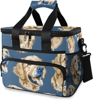 Labrador Golden Retriever Dog Cooler Bag Insulated Cooler Soft Sided Cooler 24 Can Portable Picnic Bag Large Leakproof Lunch Bag Box for Beach Grocery Camping Travel Car Men Women
