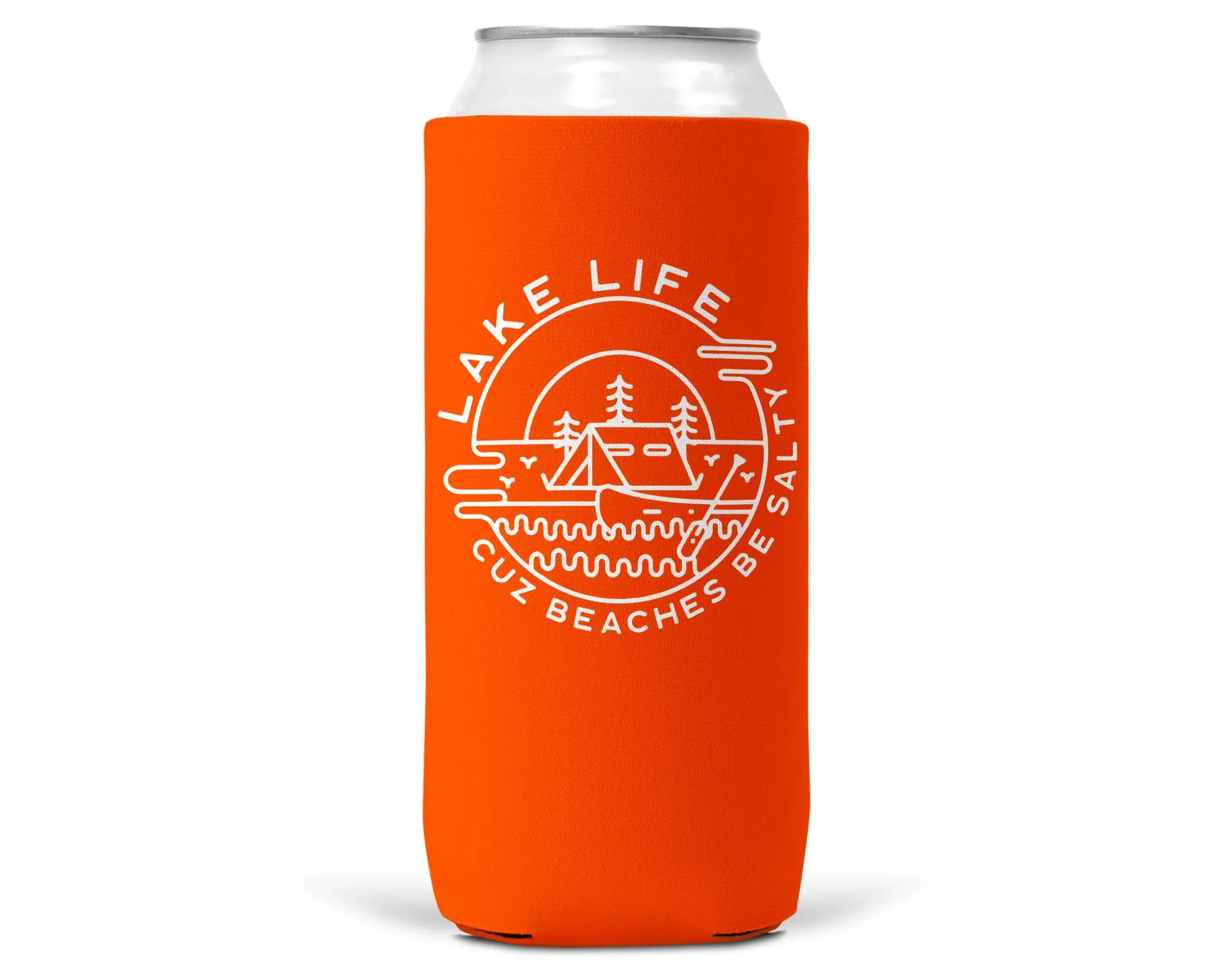 Lake Life Beaches Be Salty SLIM CAN Coozie/Cooler 12 oz Slim