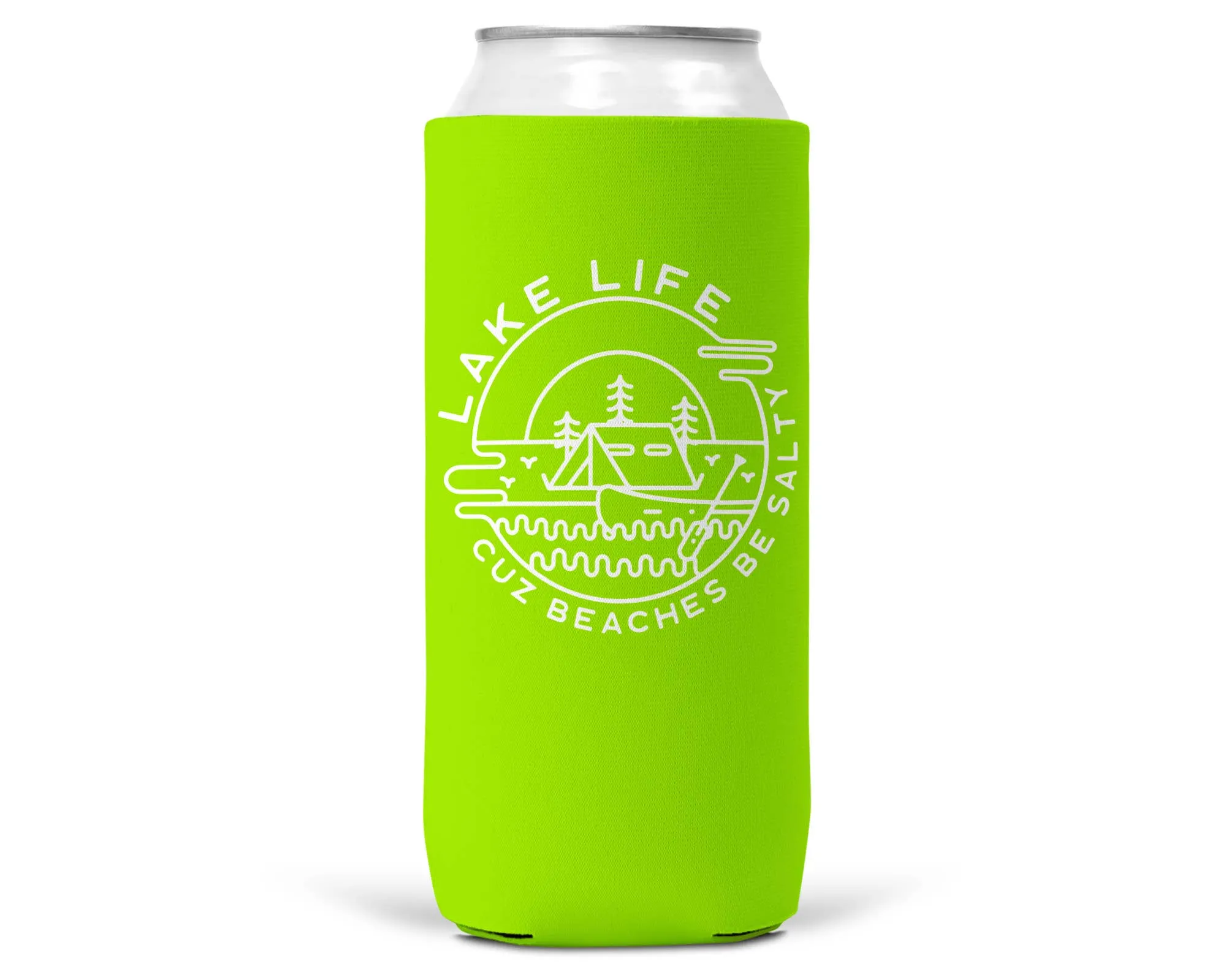 Lake Life Beaches Be Salty SLIM CAN Coozie/Cooler 12 oz Slim