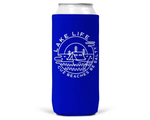 Lake Life Beaches Be Salty SLIM CAN Coozie/Cooler 12 oz Slim
