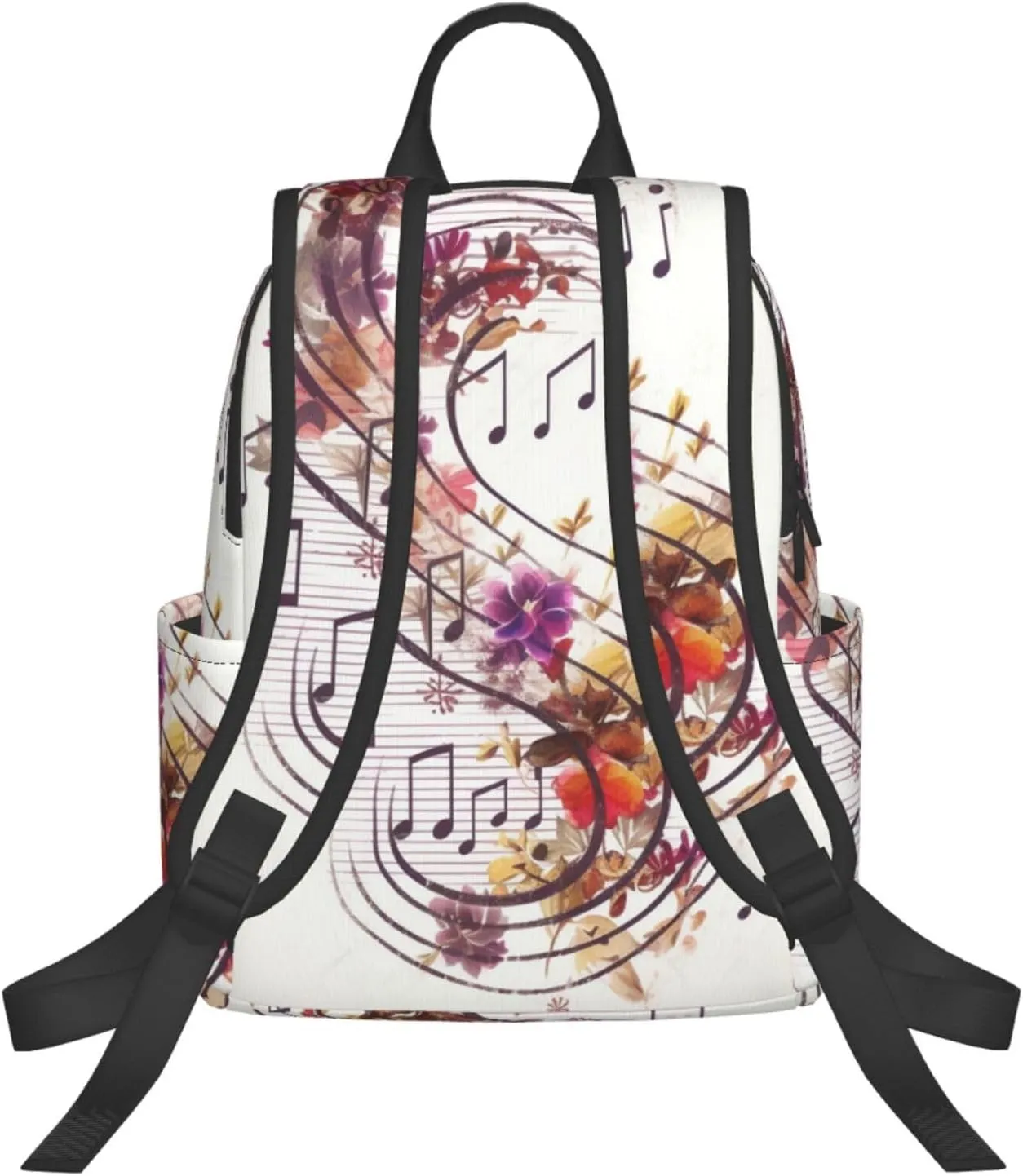 Laptop Backpack 14.7 Inch with Compartment Musical Note Floral Laptop Bag Lightweight Casual Daypack for Travel