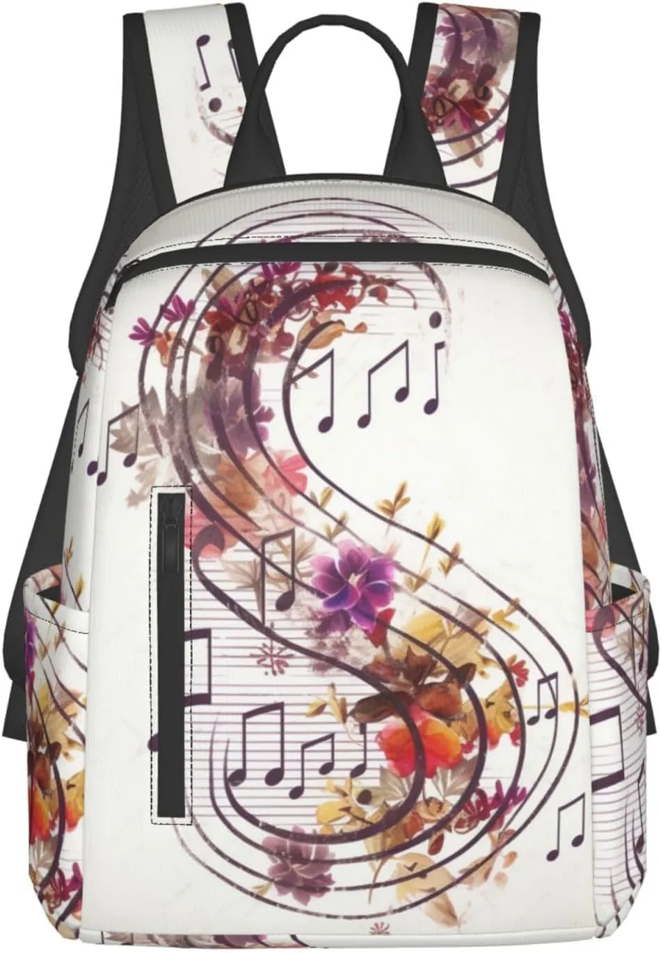 Laptop Backpack 14.7 Inch with Compartment Musical Note Floral Laptop Bag Lightweight Casual Daypack for Travel