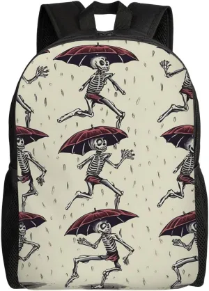 Laptop Backpack for Men Women Lightweight Backpack Skeleton Dancing with Umbrella Rucksack Laptop Bag Daypack for Travel