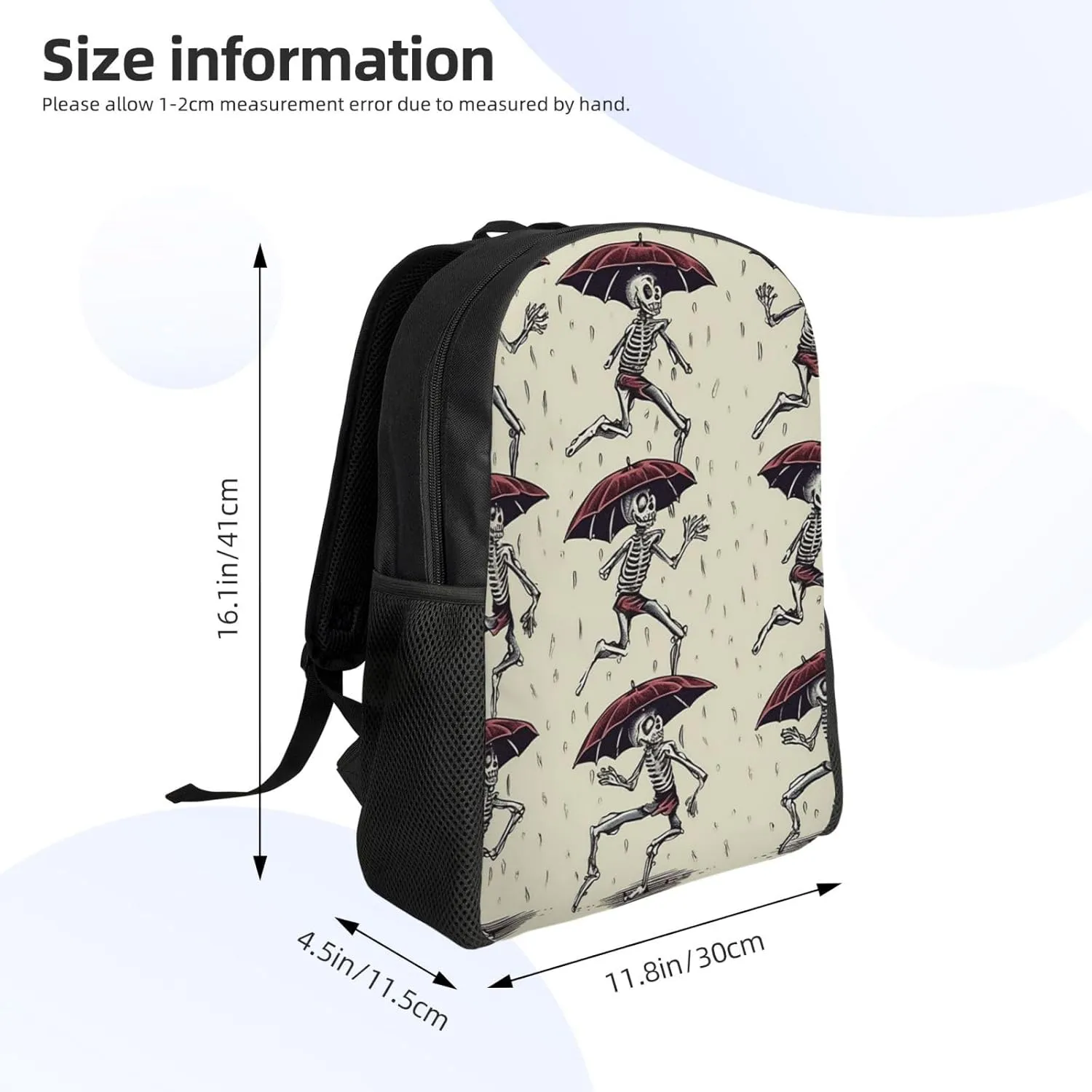 Laptop Backpack for Men Women Lightweight Backpack Skeleton Dancing with Umbrella Rucksack Laptop Bag Daypack for Travel