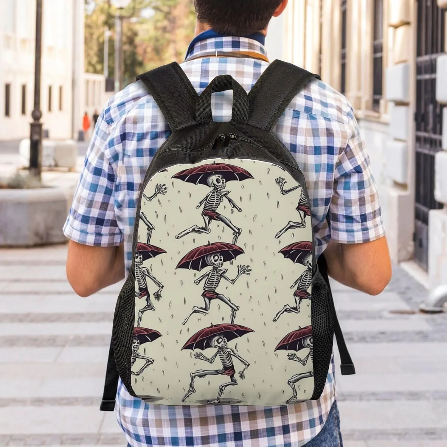 Laptop Backpack for Men Women Lightweight Backpack Skeleton Dancing with Umbrella Rucksack Laptop Bag Daypack for Travel