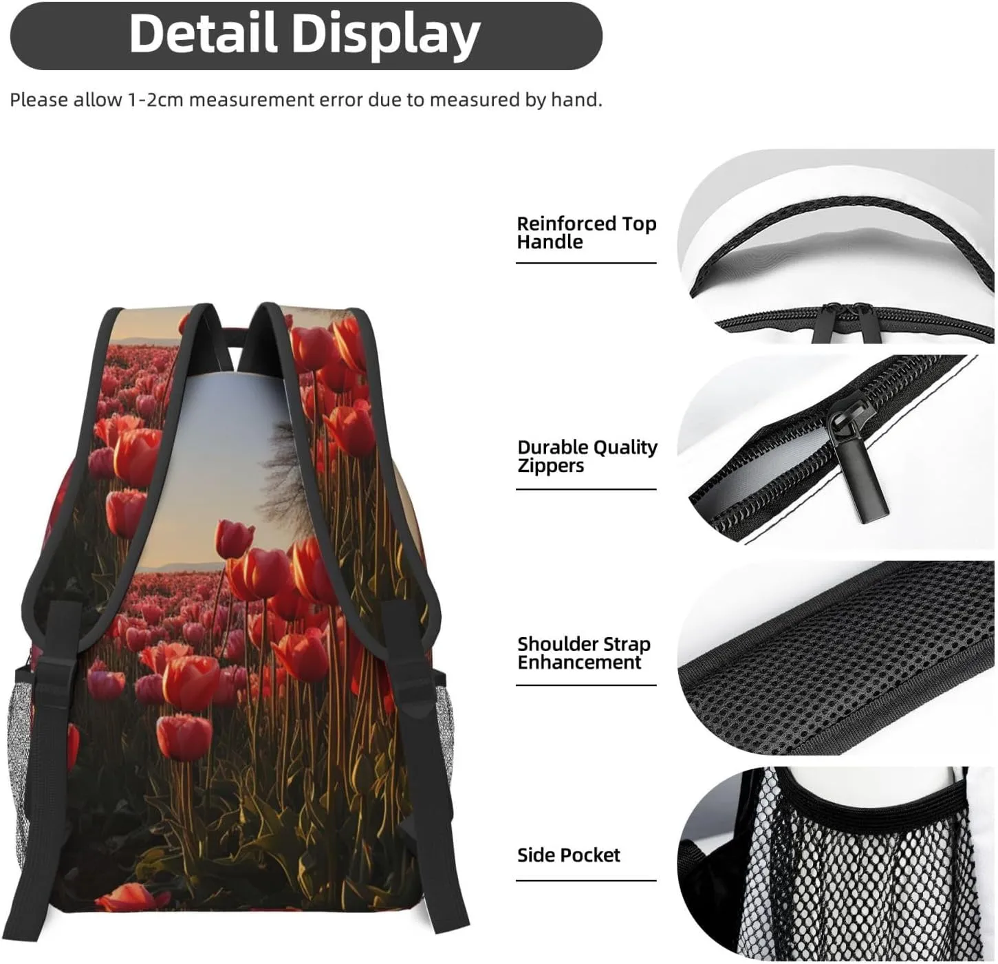Laptop Backpack for Men Women Lightweight Travel Backpack Flower Field Daypack Laptop Bag for Travel