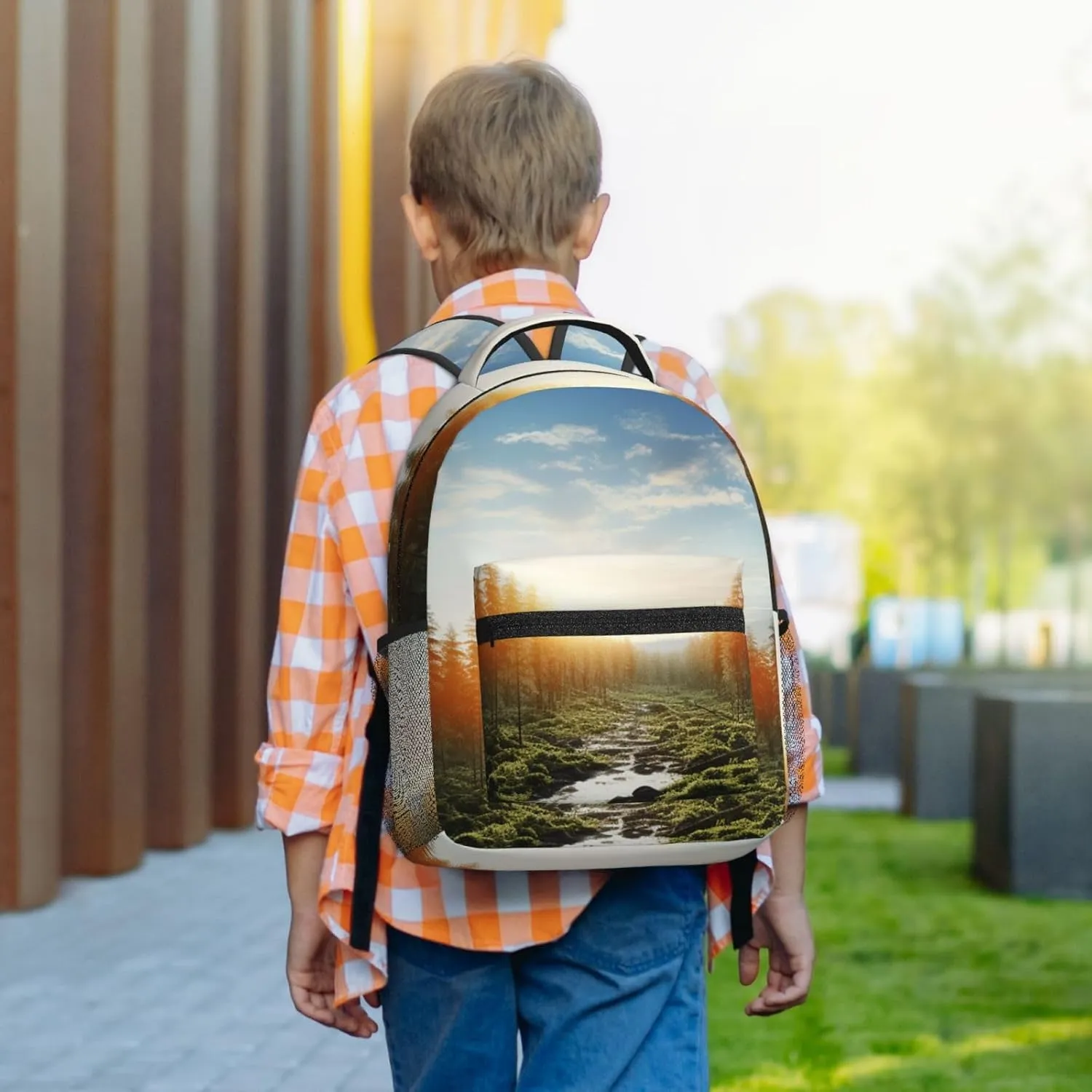 Laptop Backpack for Men Women Lightweight Travel Backpack Forest in Sunset time Daypack Laptop Bag for Travel