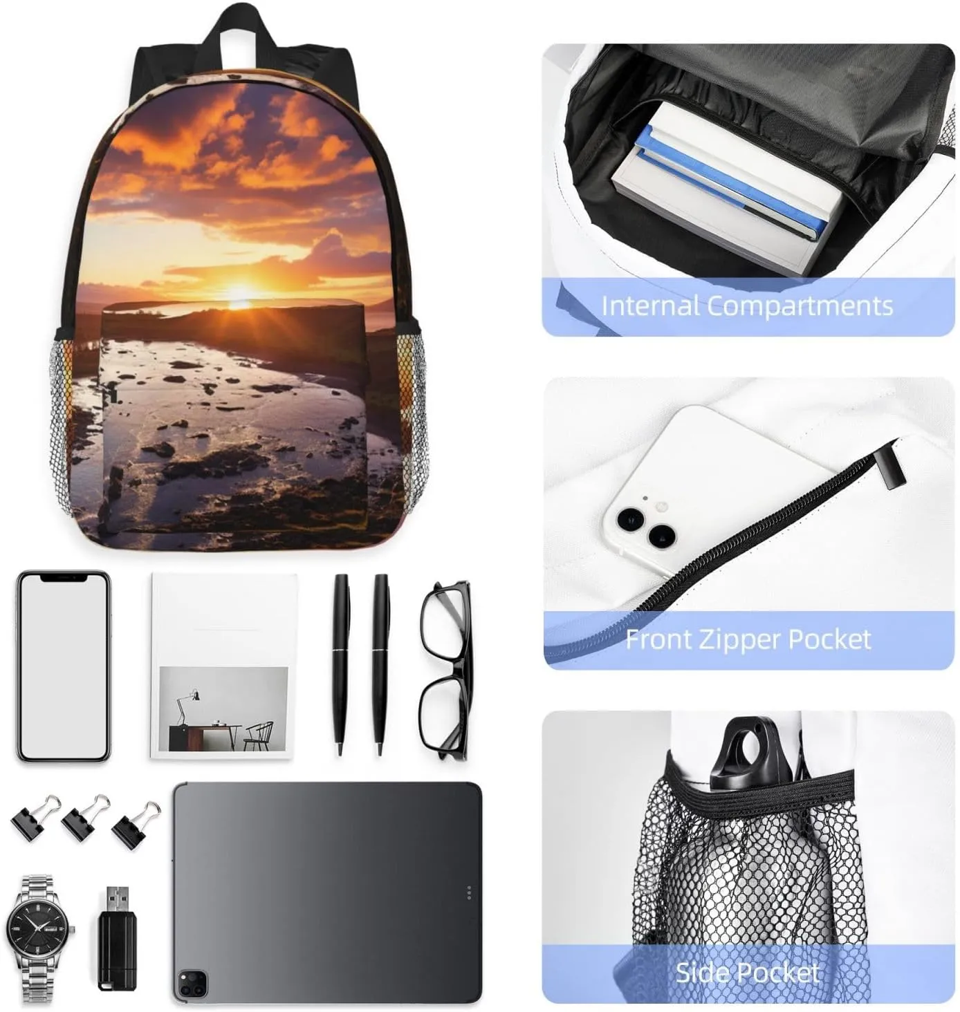 Laptop Backpack Lightweight Backpack for Men Women Daypack Beautiful Sunrise Laptop Bag Casual Backpack for Travel