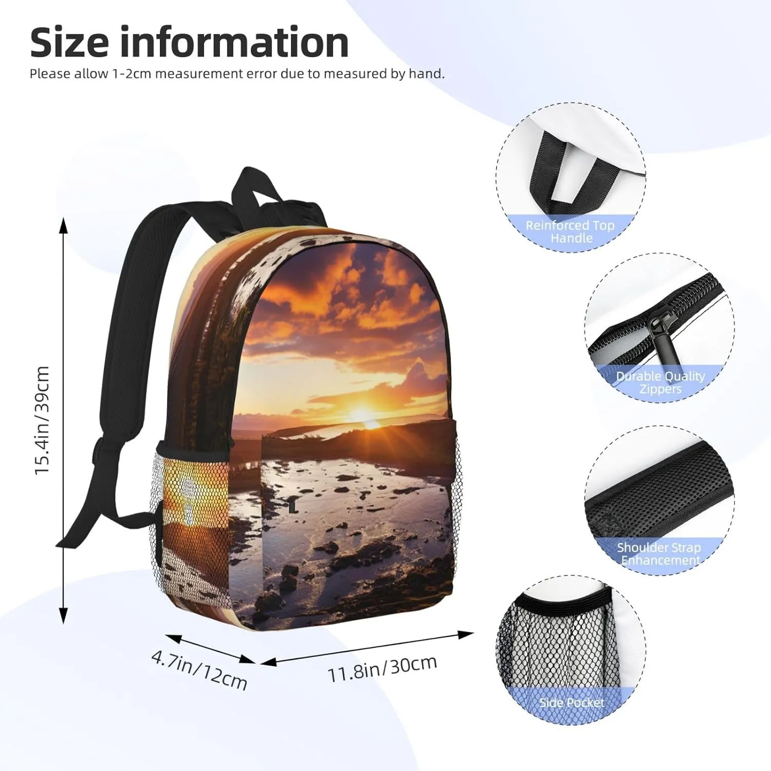 Laptop Backpack Lightweight Backpack for Men Women Daypack Beautiful Sunrise Laptop Bag Casual Backpack for Travel