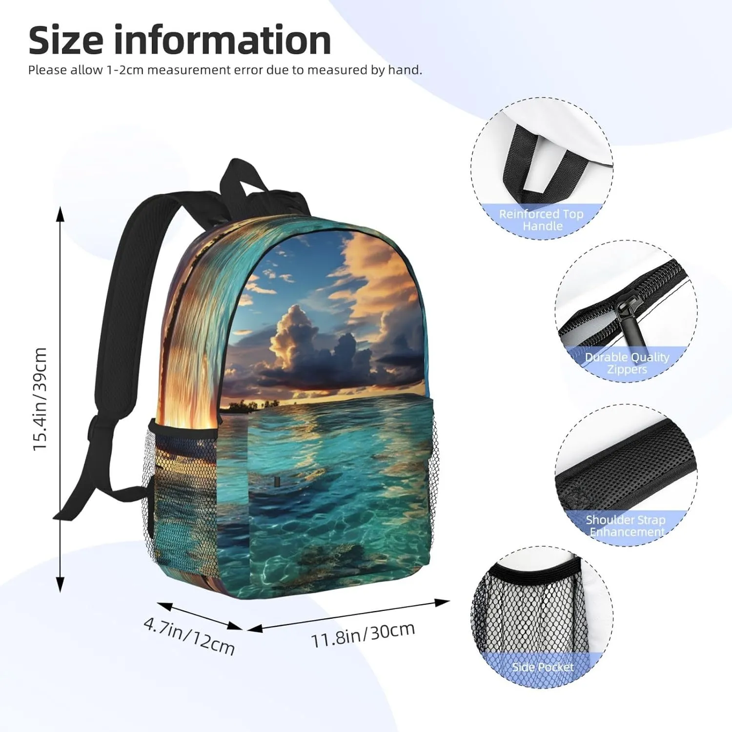 Laptop Backpack Lightweight Backpack for Men Women Daypack Beautiful view of the sea Laptop Bag Casual Backpack for Travel