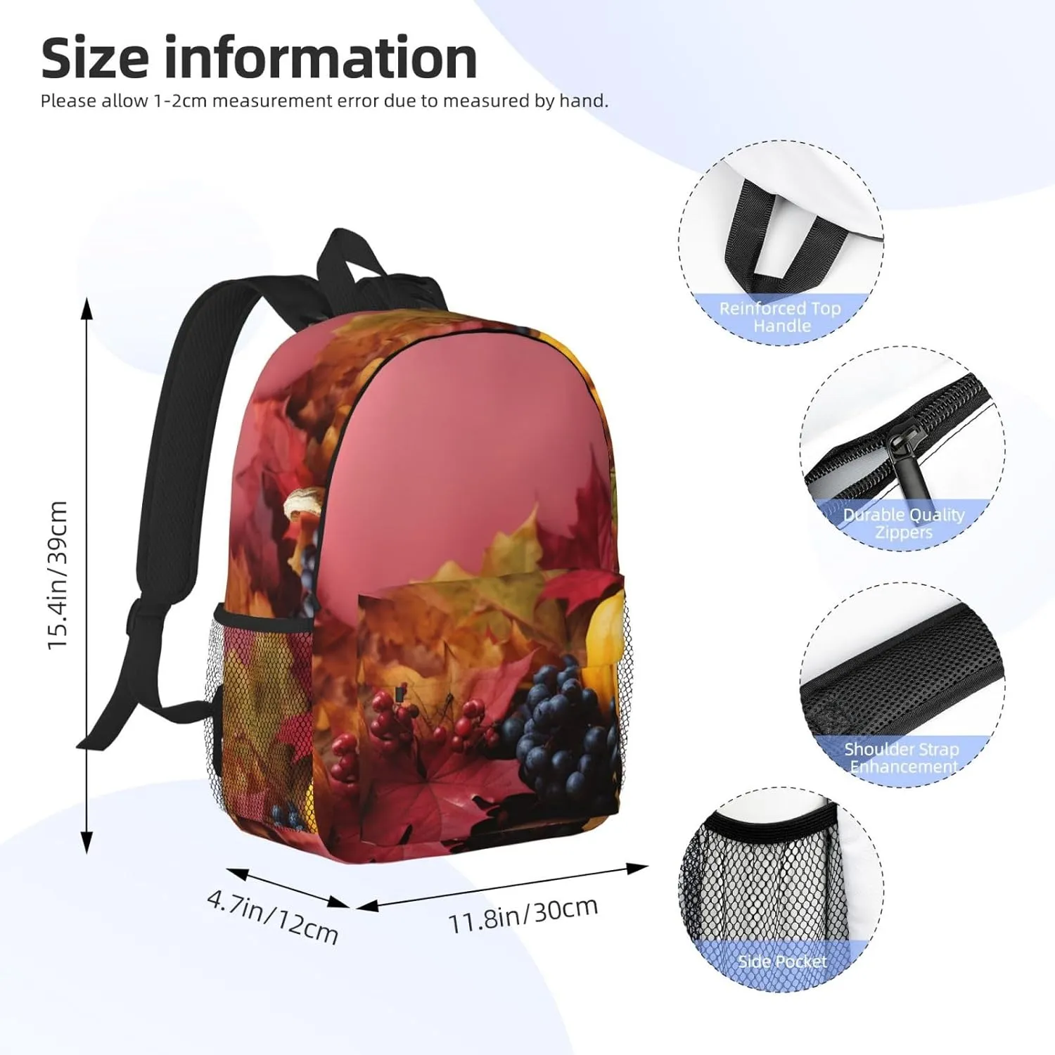 Laptop Backpack Lightweight Backpack for Men Women Daypack Thanksgiving Background Laptop Bag Casual Backpack for Travel