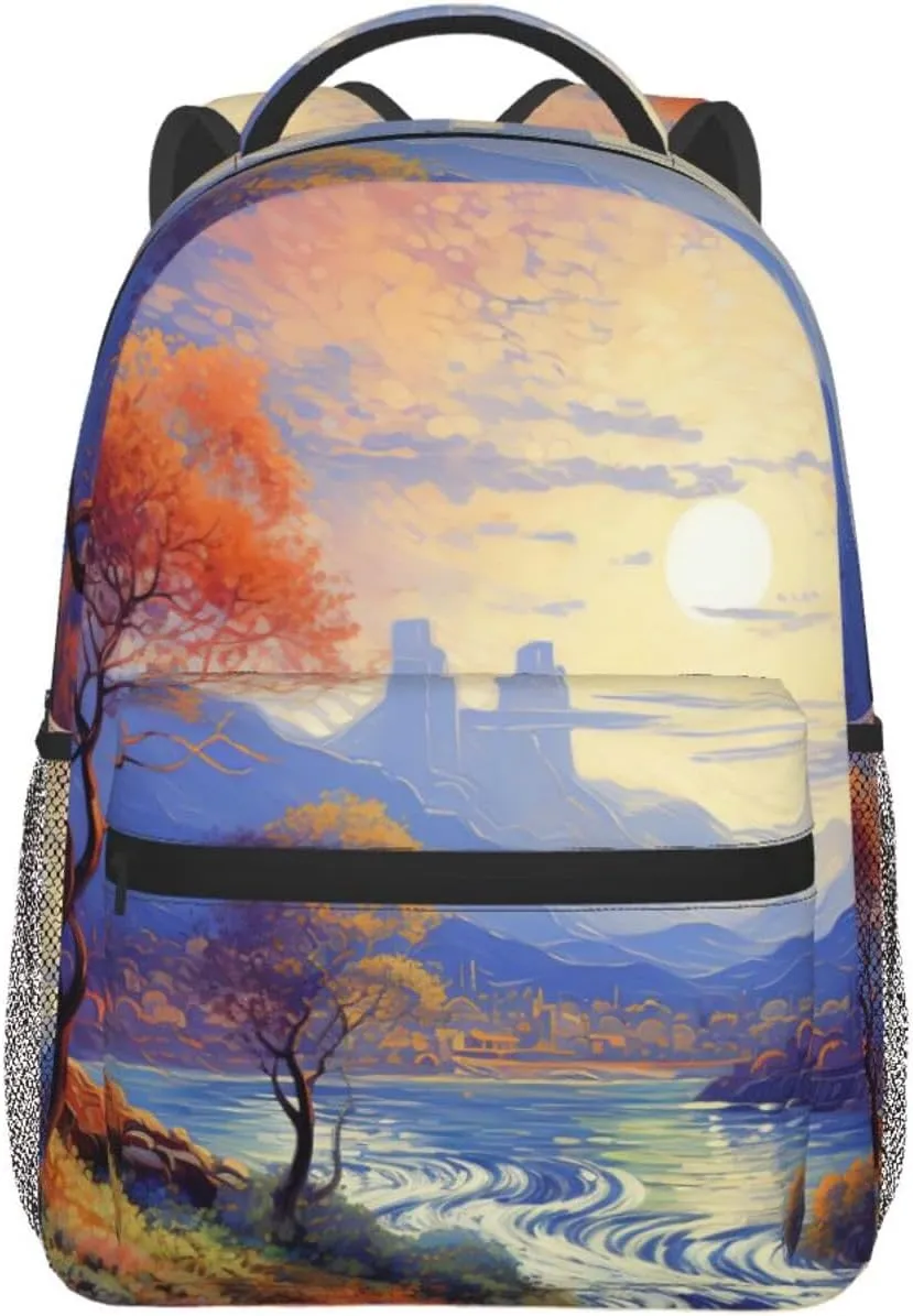 Laptop Backpack Lightweight Daypack for Men Women Abstract Nature Landscape Backpack Laptop Bag for Travel Hiking