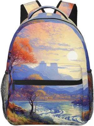 Laptop Backpack Lightweight Daypack for Men Women Abstract Nature Landscape Backpack Laptop Bag for Travel Hiking