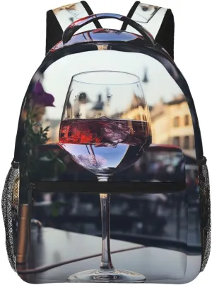 Laptop Backpack Lightweight Daypack for Men Women Wine glass Backpack Laptop Bag for Travel Hiking