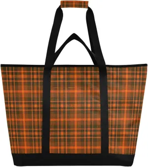 Large Capacity Insulated Cooler Bag for Hot/Cold Food Foldable Reusable Cooler Bags with Handles Personalized for Travel Picnics Delivery Vintage Buffalo Plaid Checked Wine Red