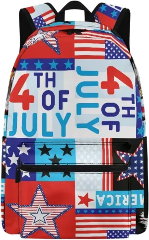 Large Travel Backpack Hiking Rucksack for Men Women American Independence Day Pattern Large Travel Laptop Bag for Unisex for Office Work and Outdoor