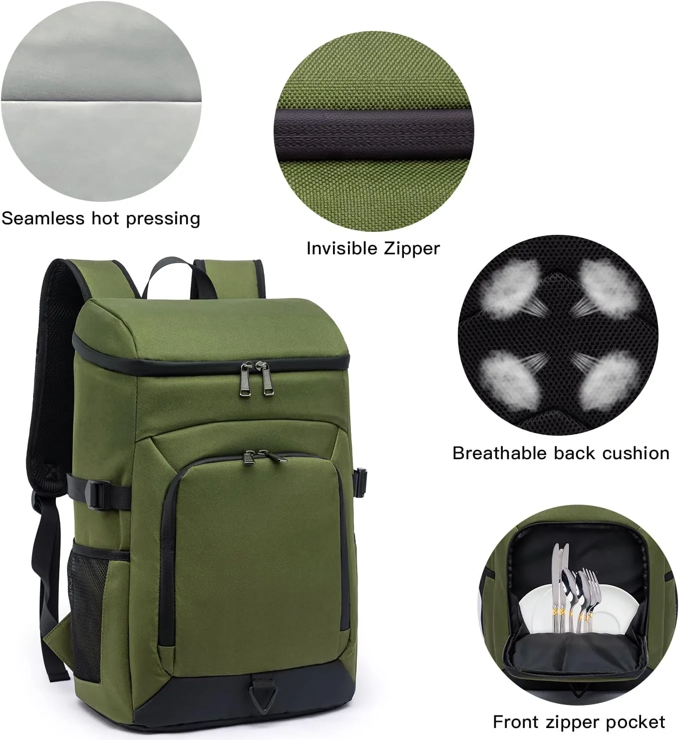 Laripwit 54/40 Cans Backpack Cooler Insulated Leak-Proof Large Cooler Backpack Double Deck Lunch Backpack for Men Women - Perfect Soft Cooler Bag for Tactical, Camping, Picnic, Beach, Hiking