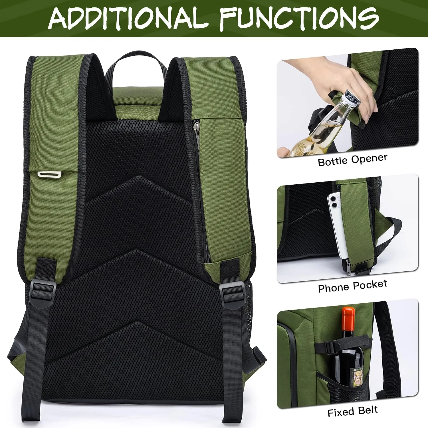 Laripwit 54/40 Cans Backpack Cooler Insulated Leak-Proof Large Cooler Backpack Double Deck Lunch Backpack for Men Women - Perfect Soft Cooler Bag for Tactical, Camping, Picnic, Beach, Hiking