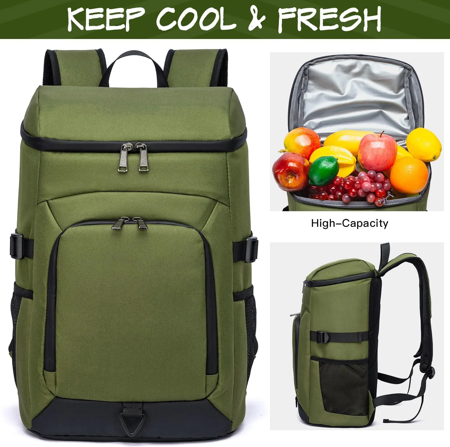 Laripwit 54/40 Cans Backpack Cooler Insulated Leak-Proof Large Cooler Backpack Double Deck Lunch Backpack for Men Women - Perfect Soft Cooler Bag for Tactical, Camping, Picnic, Beach, Hiking