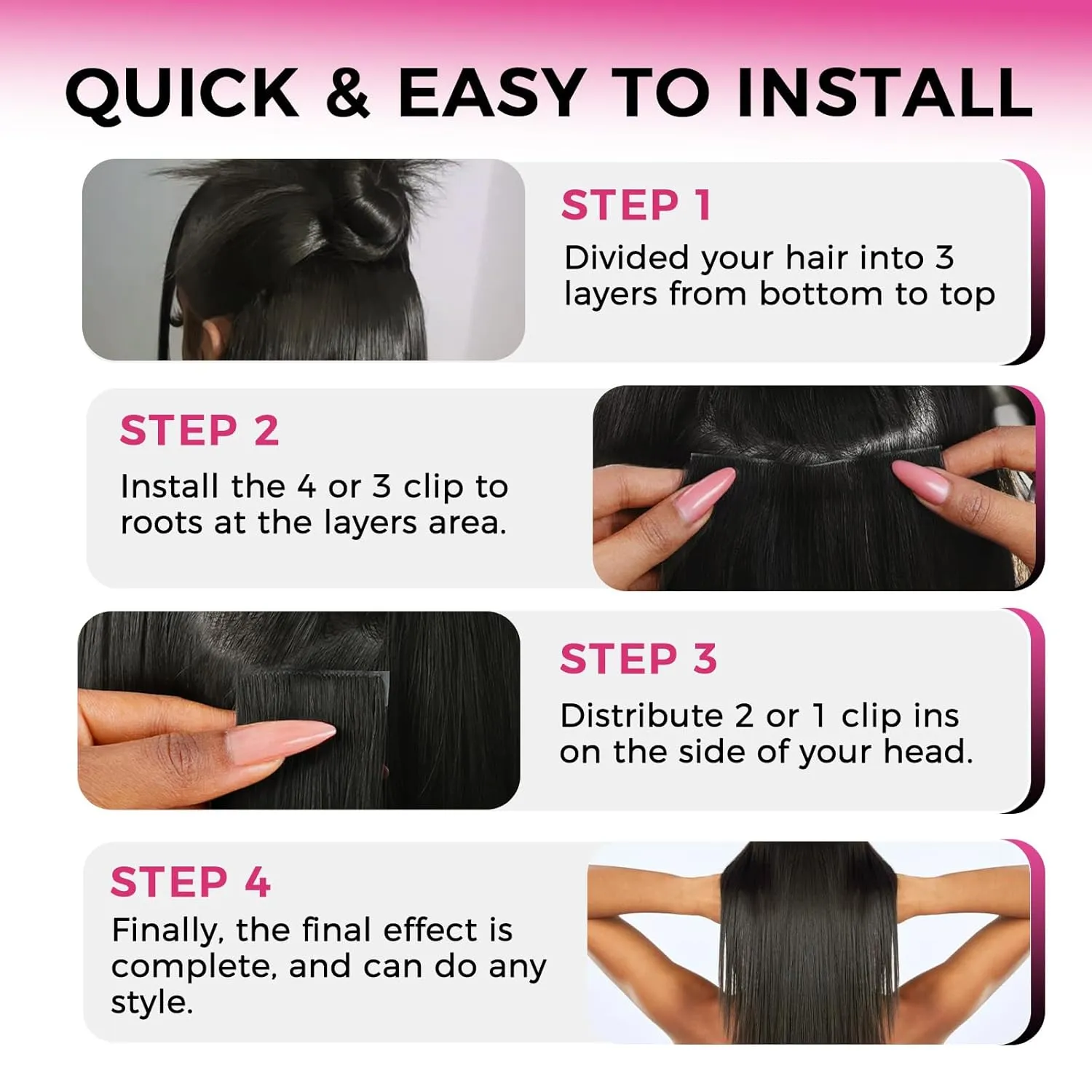 Lashey Invisi Edge Clip in Hair Extensions, 7pcs 110g 14 Inch Natural Black Seamless Clip in Hair Extensions Human Hair Body Wave Real Remy Human Hair