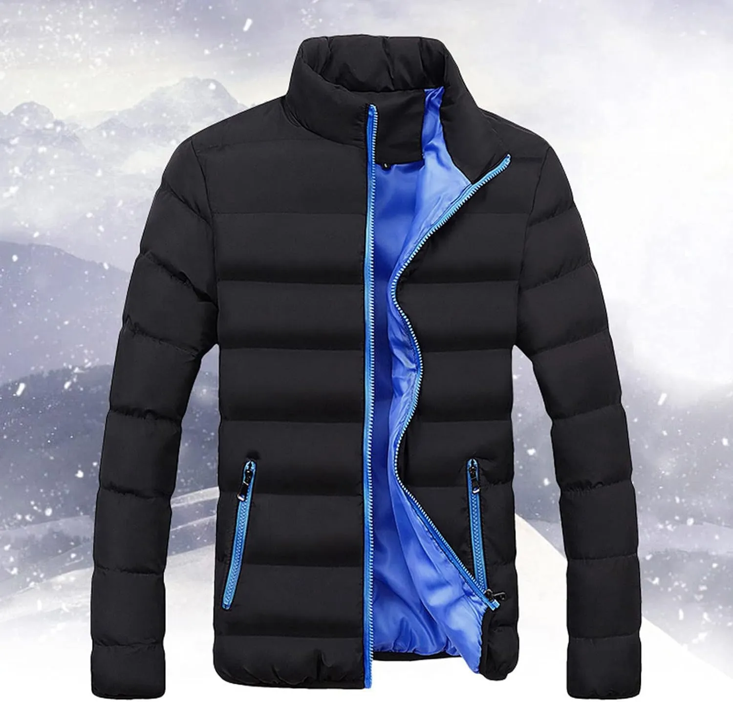 LCMTWX Mens Winter Coats Winter Jacket Coat Leisure Plus Size Hat Zip Pocket Cotton-Padded Warm Soft Hooded Jacket Mens