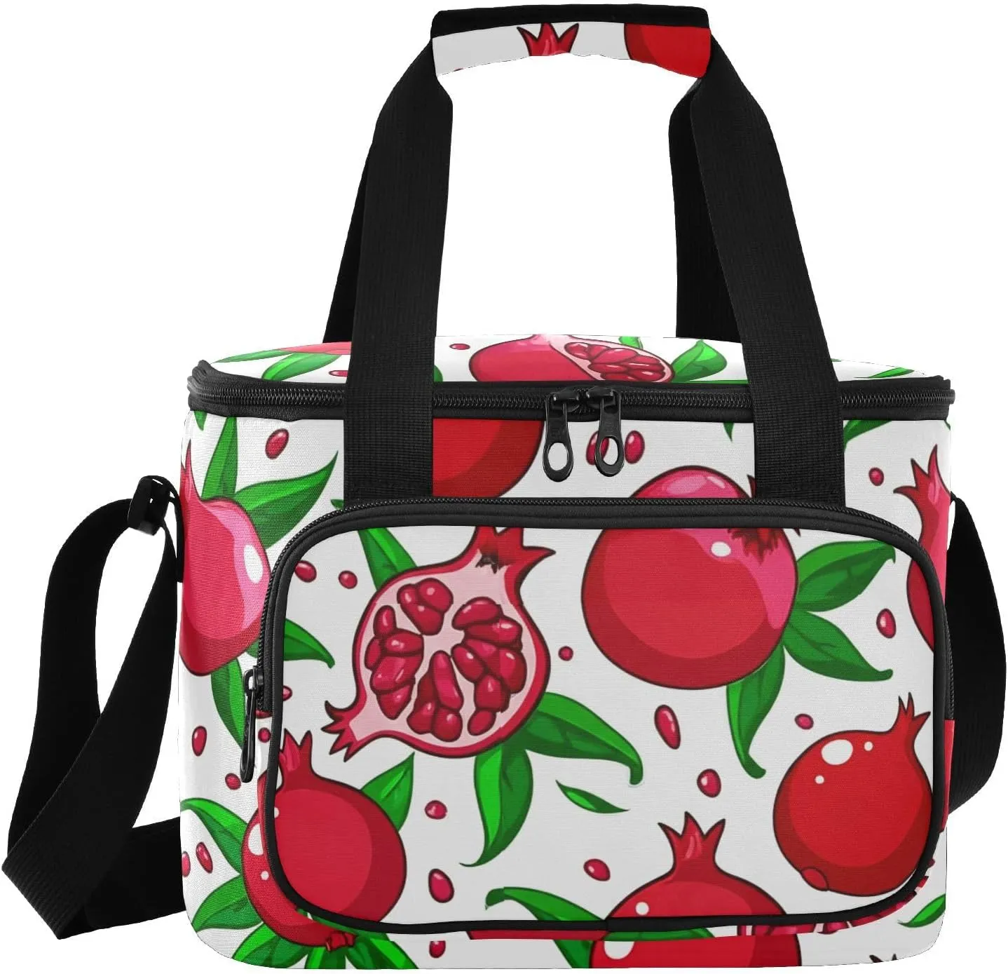 Leaves Fruit White Insulated Cooler Bag for Women Men Leakproof 24 Can Camping Car Cooler for Travel Outdoors Trip