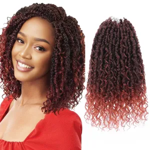 Leeven 8 Packs 10 Inch Goddess Passion Twist Crochet Hair Ombre Copper Red Boho Style Crochet Twist Ginger Pre Twisted Bomb Twist Curly Ends Pre Looped Bohemian Synthetic Braids for Women #T350