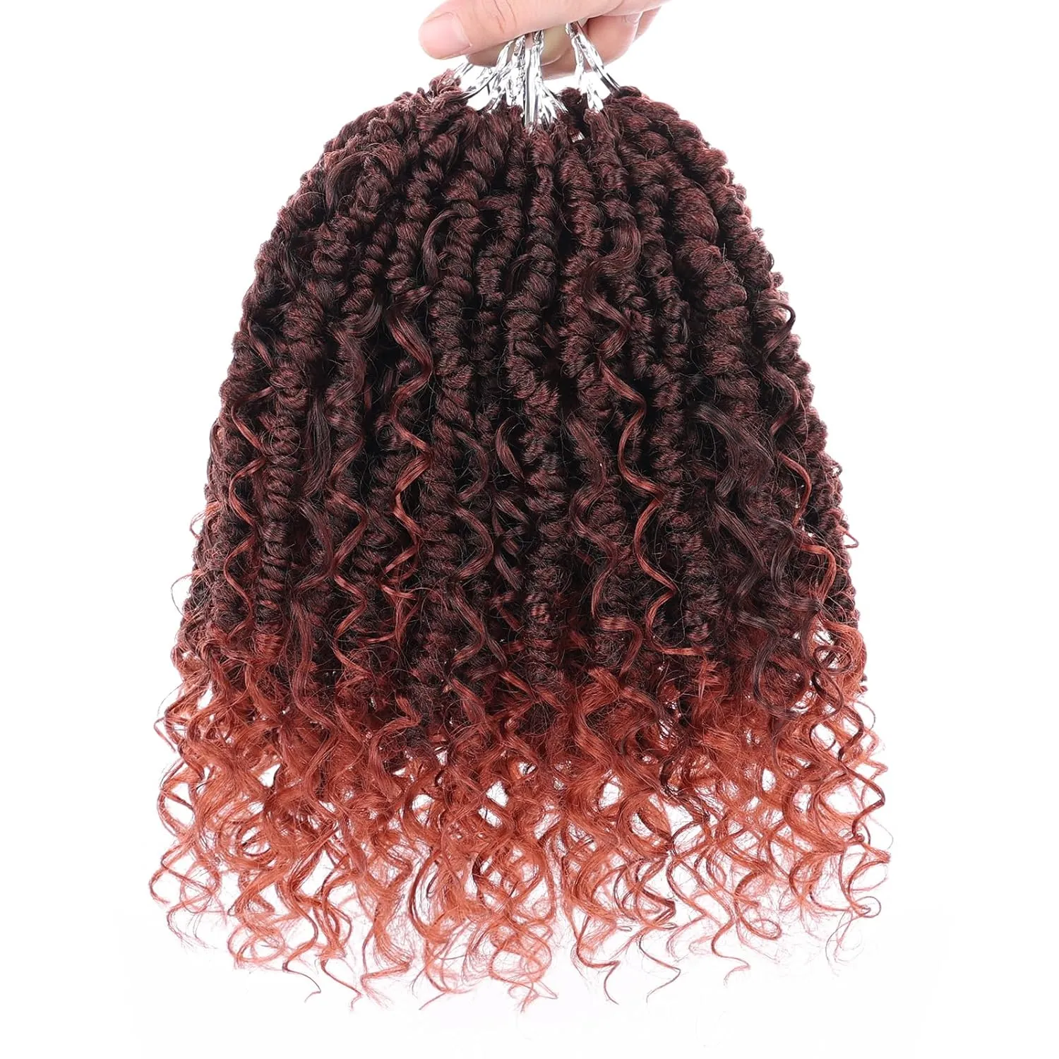 Leeven 8 Packs 10 Inch Goddess Passion Twist Crochet Hair Ombre Copper Red Boho Style Crochet Twist Ginger Pre Twisted Bomb Twist Curly Ends Pre Looped Bohemian Synthetic Braids for Women #T350