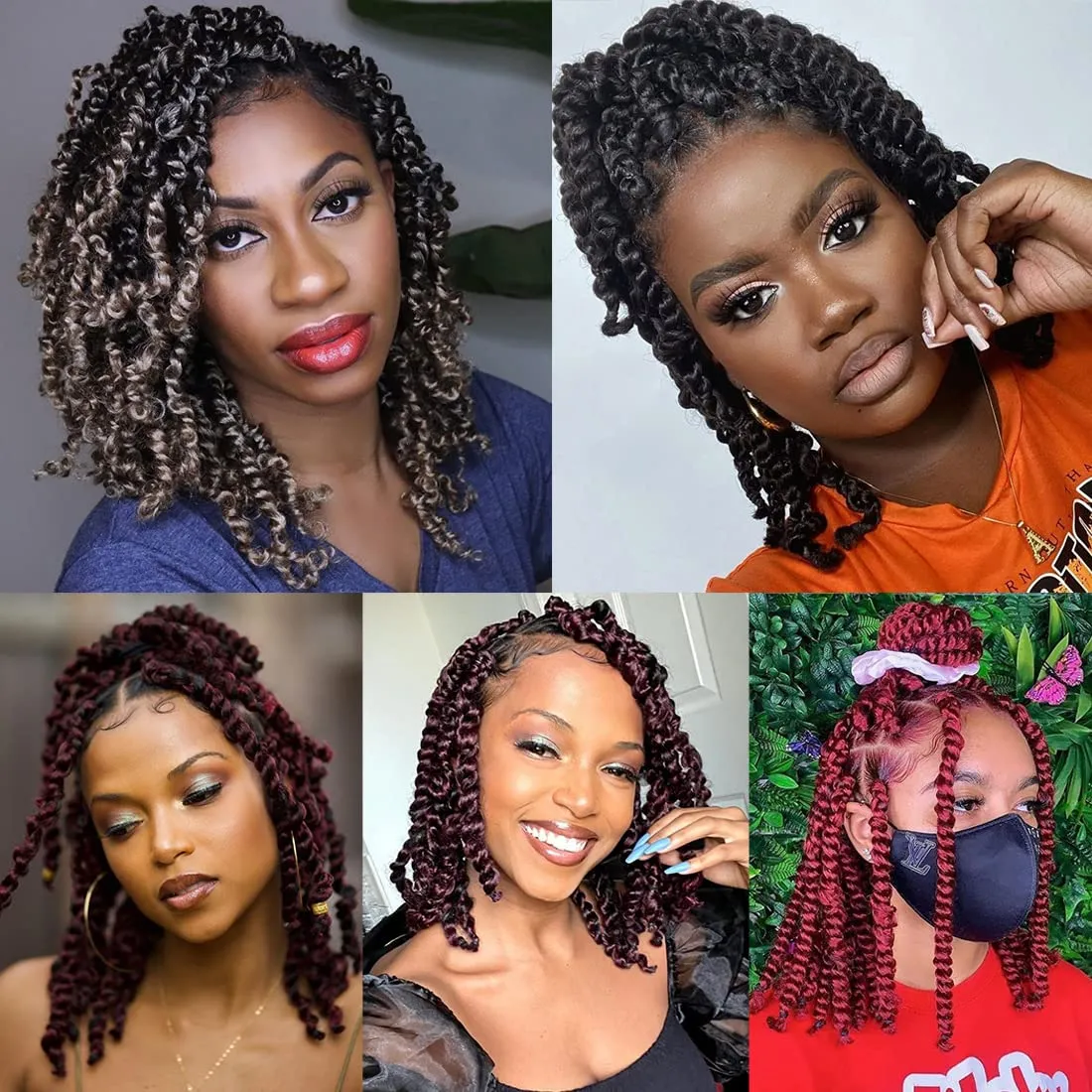Leeven Pre Twisted Passion Twist Crochet Hair 10 Inch 8 Packs Pre Looped Ombre Blonde Bomb Twists 3 Tone Short Curly Bohemian Synthetic Braiding Hair for Black Women 12 Strands/Pack #1B/30/27