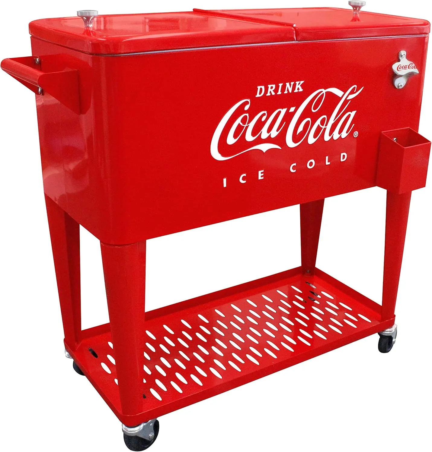 Leigh Country CP 98126 80 Quart Coca-Cola Cooler with Grated Tray, Red