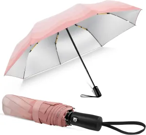 Lejorain Cute Women Sun Umbrella - Automatic Folding UV Protection Lightweight Umbrella Compact Travel Fashion Pretty Collapsible Golf Rain Umbrellas for Women